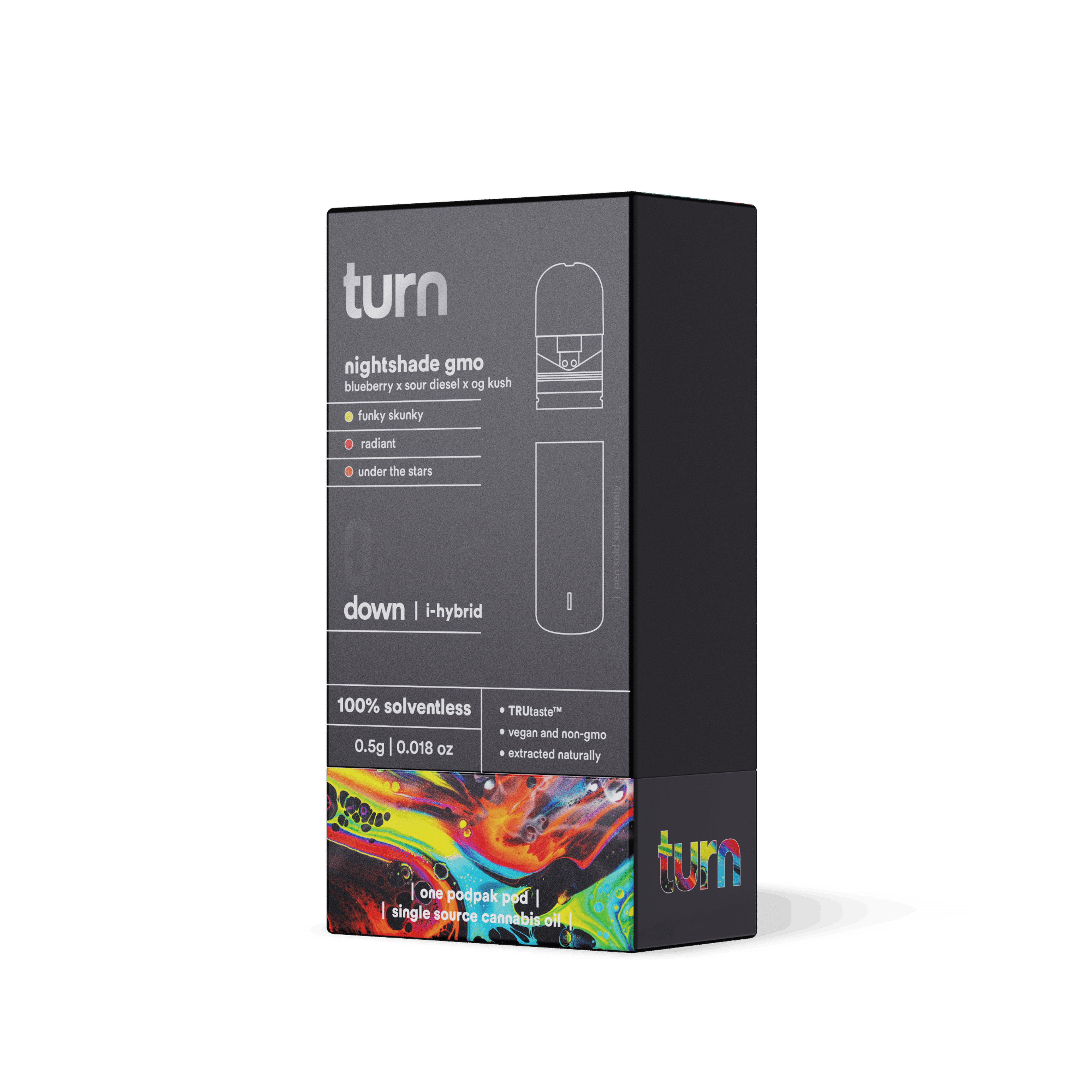 Turn Down Solventless POD | .5g - Nightshade GMO - Live Rosin - Indica Hybrid - Turn - - $36 - Vape Carts