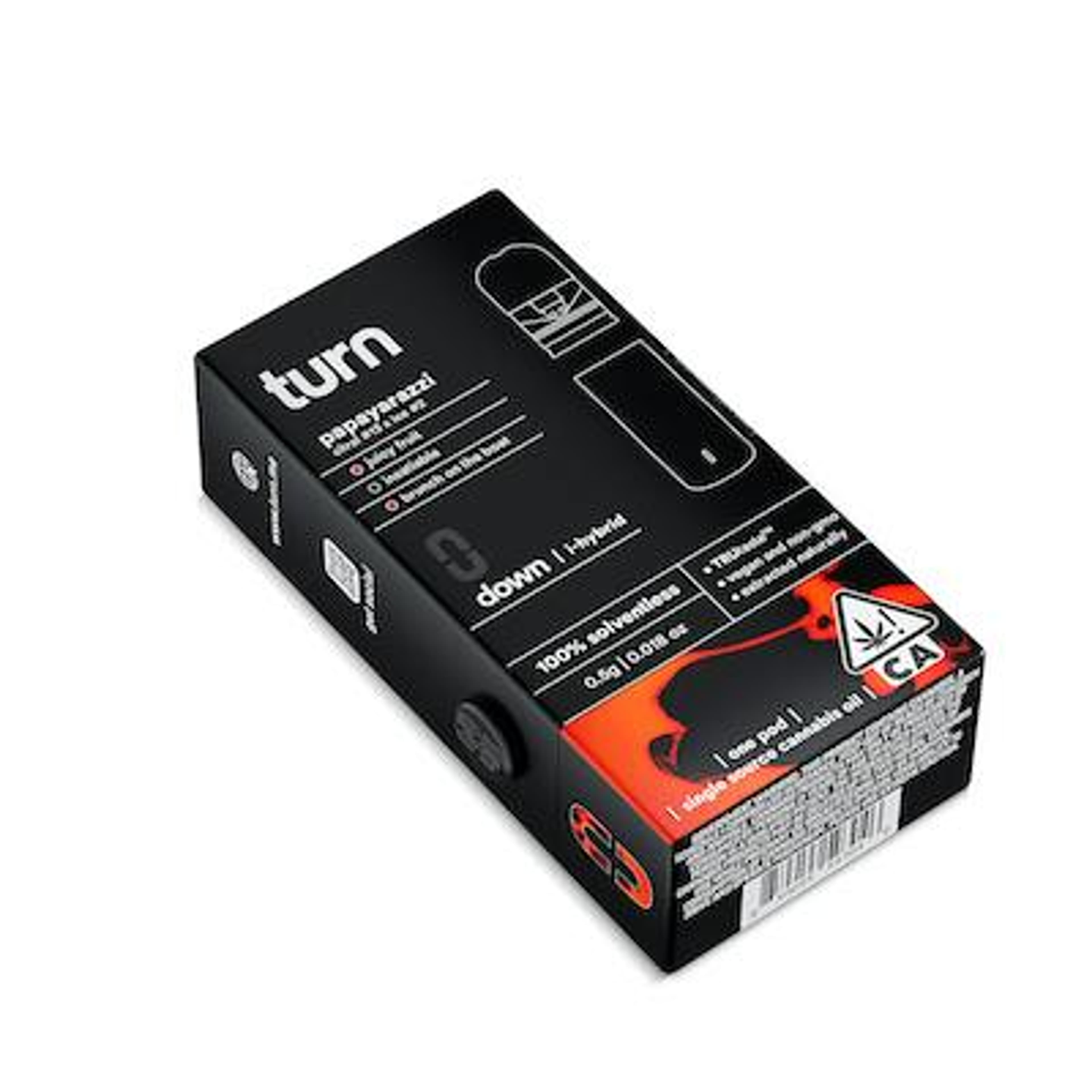 Turn Down Solventless POD | .5g - Papayarazzi - Live Rosin - Indica Hybrid - Turn - - $36 - Vape Carts