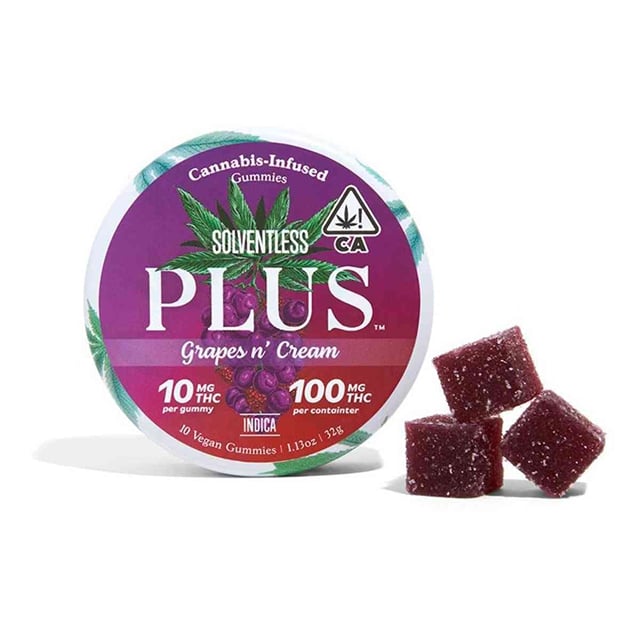 Plus Solventless Gummies - Grapes n Cream (100mg/10-pack Indica)