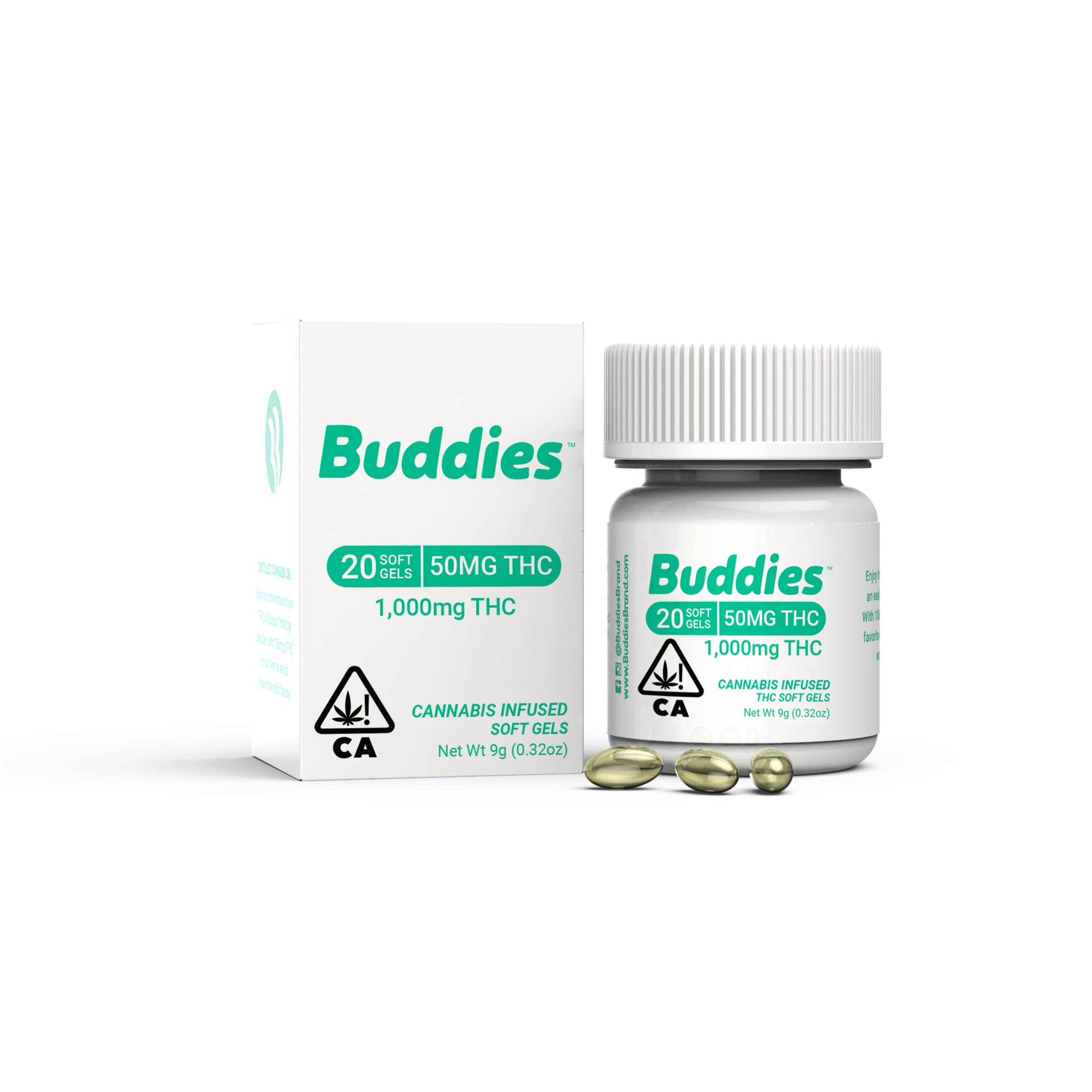 Soft Gels - 50mg x 20ct - Buddies - THC 50 - 20pk - $33.60 - Edibles