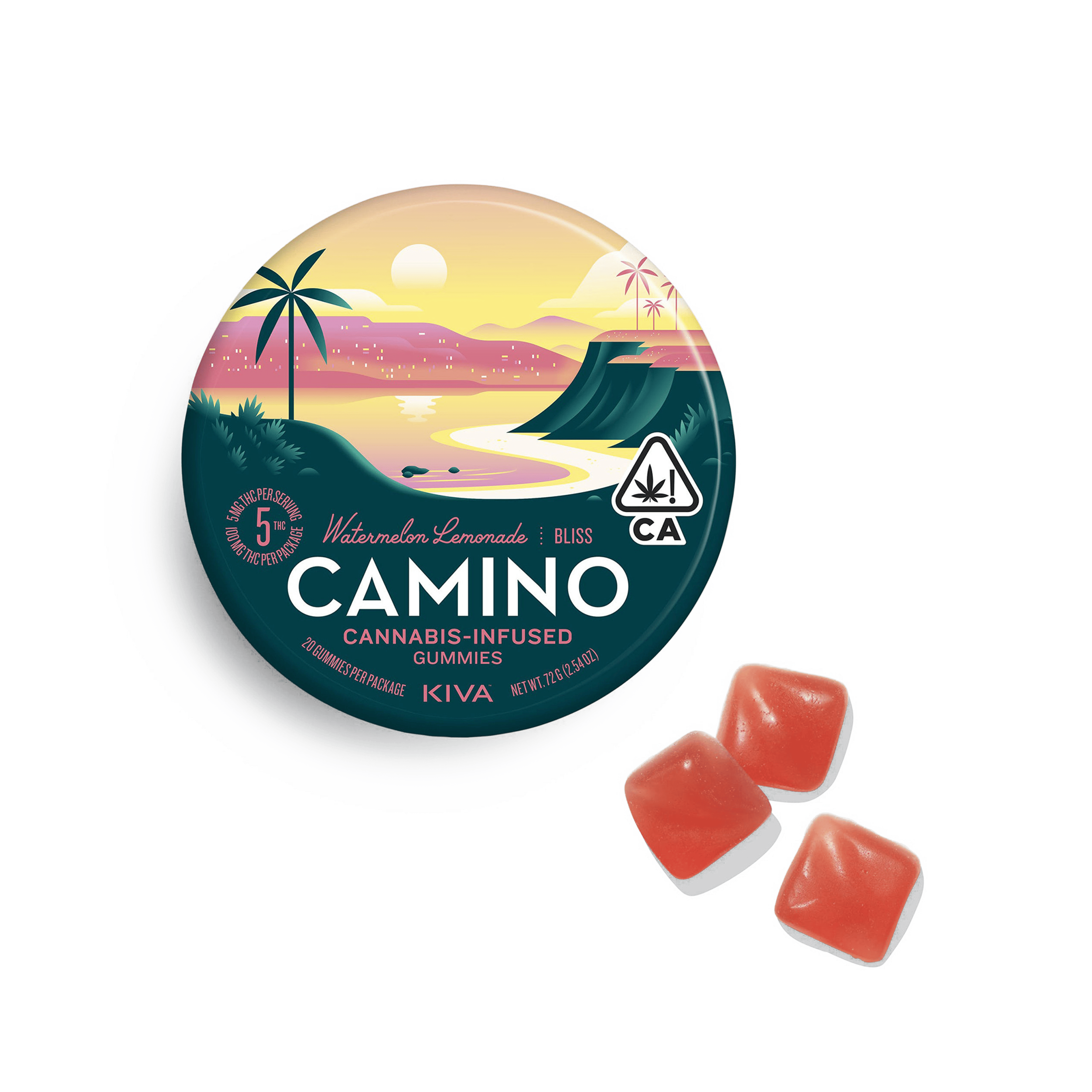 Camino Watermelon Lemonade "Bliss" Gummies - Kiva Confections - 20 Gummies - $19.99 - Edibles