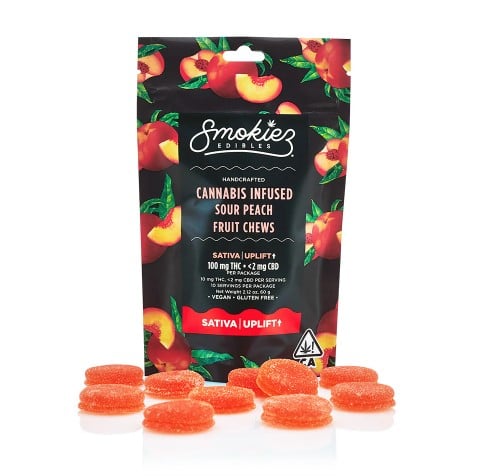 SOUR PEACH GUMMIES | SATIVA | SMOKIEZ