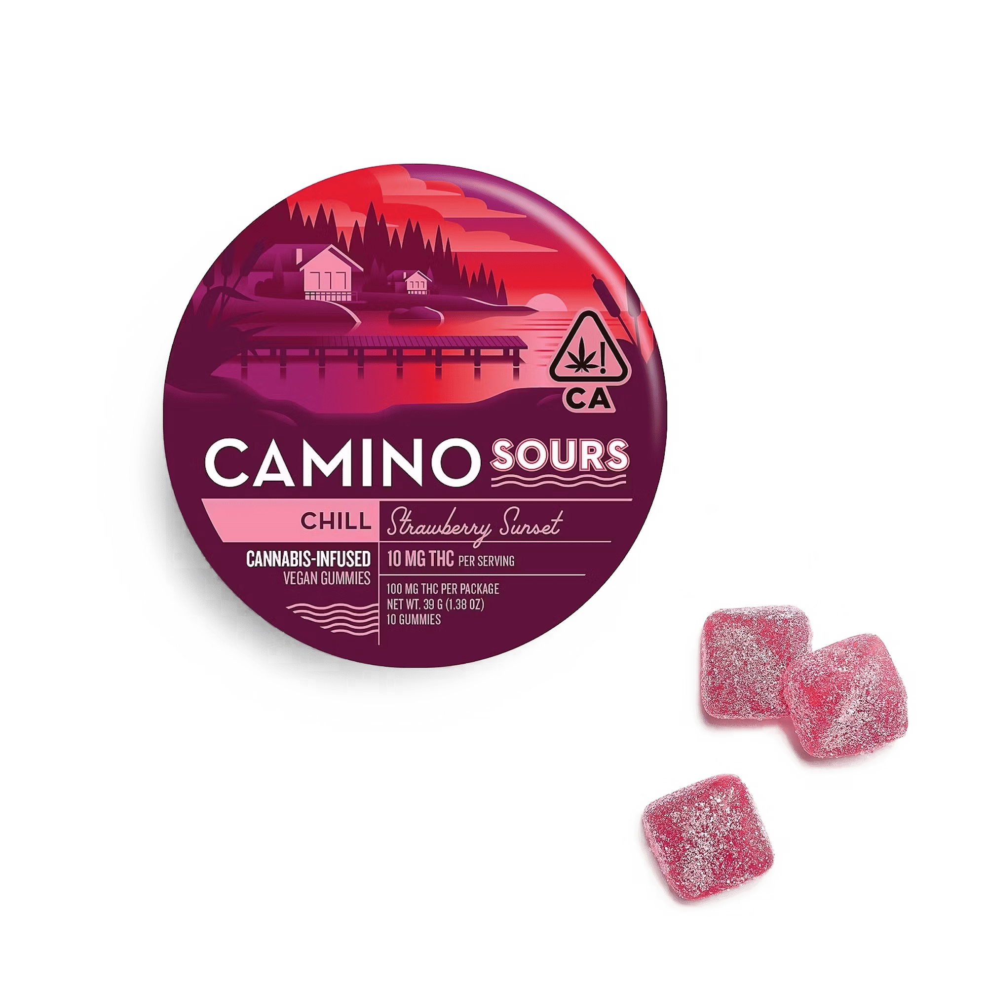 Camino Sours Strawberry Sunset 'Chill' Gummies - Kiva Confections - 10 Gummies - $19.99 - Edibles