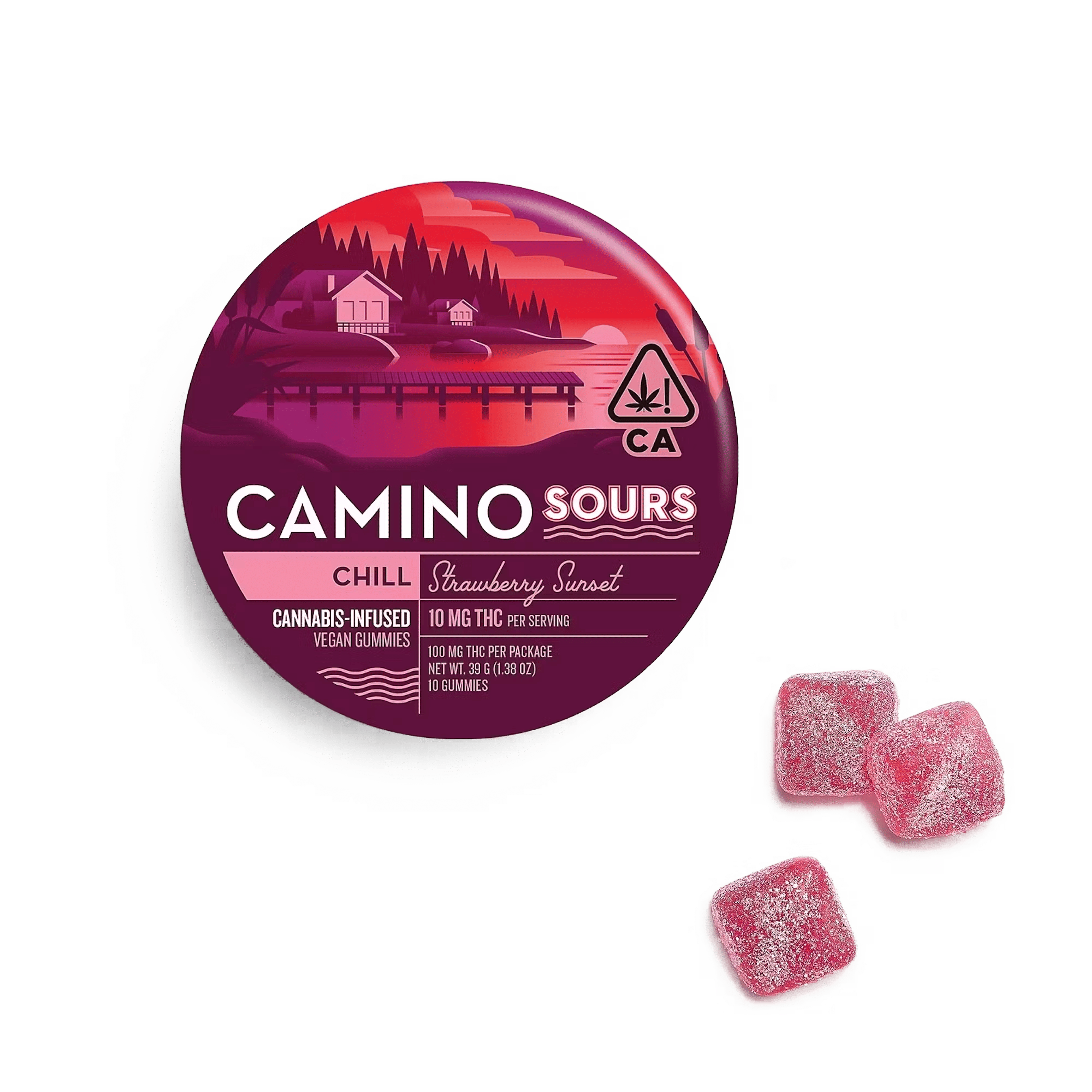 Camino Sours Strawberry Sunset 'Chill' Gummies - Kiva Confections - 10 Gummies - $19.99 - Edibles