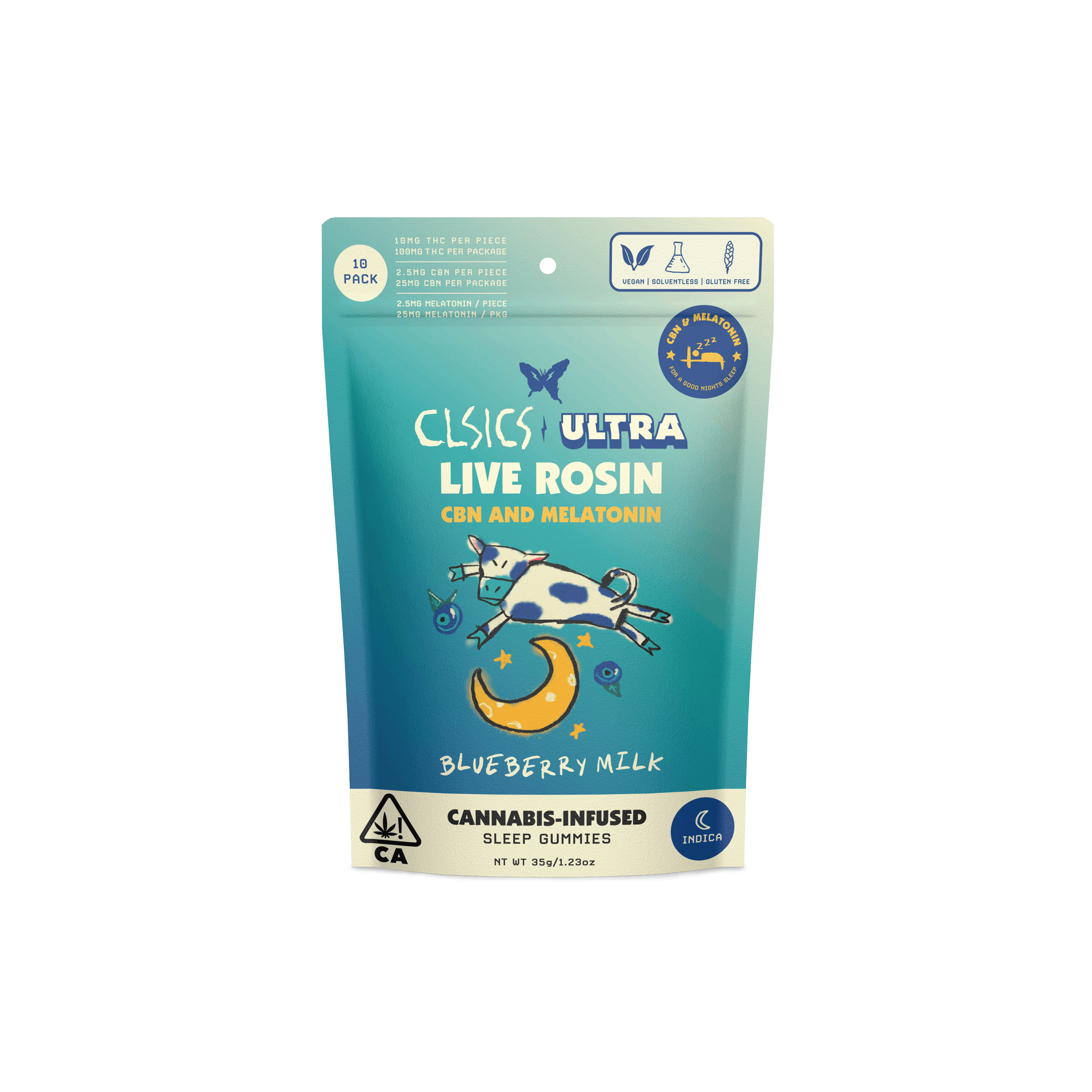 CBN & Melatonin Blueberry Milk - 10Pk GUMMIES LIVE ROSIN INFUSED - CLSICS Rosin & Rosin Infused Pre Rolls -  - $18 - Edibles