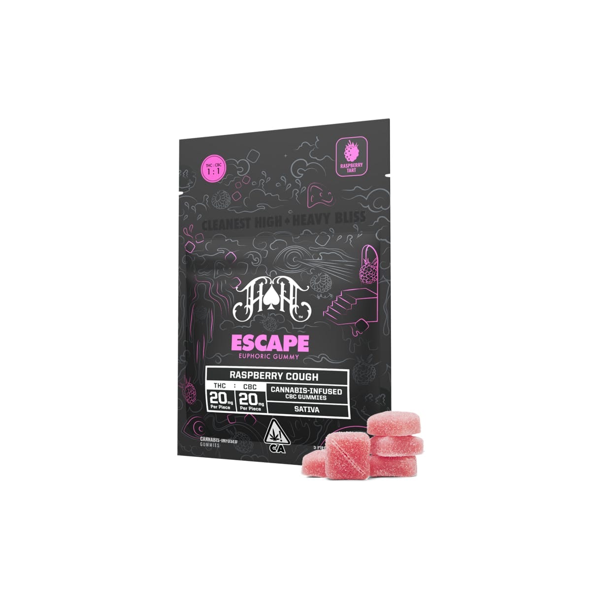 Raspberry Cough | Sativa Escape CBC Euphoric Gummy - 100mg THC 100mg CBC - Heavy Hitters -  - $23.50 - Edibles