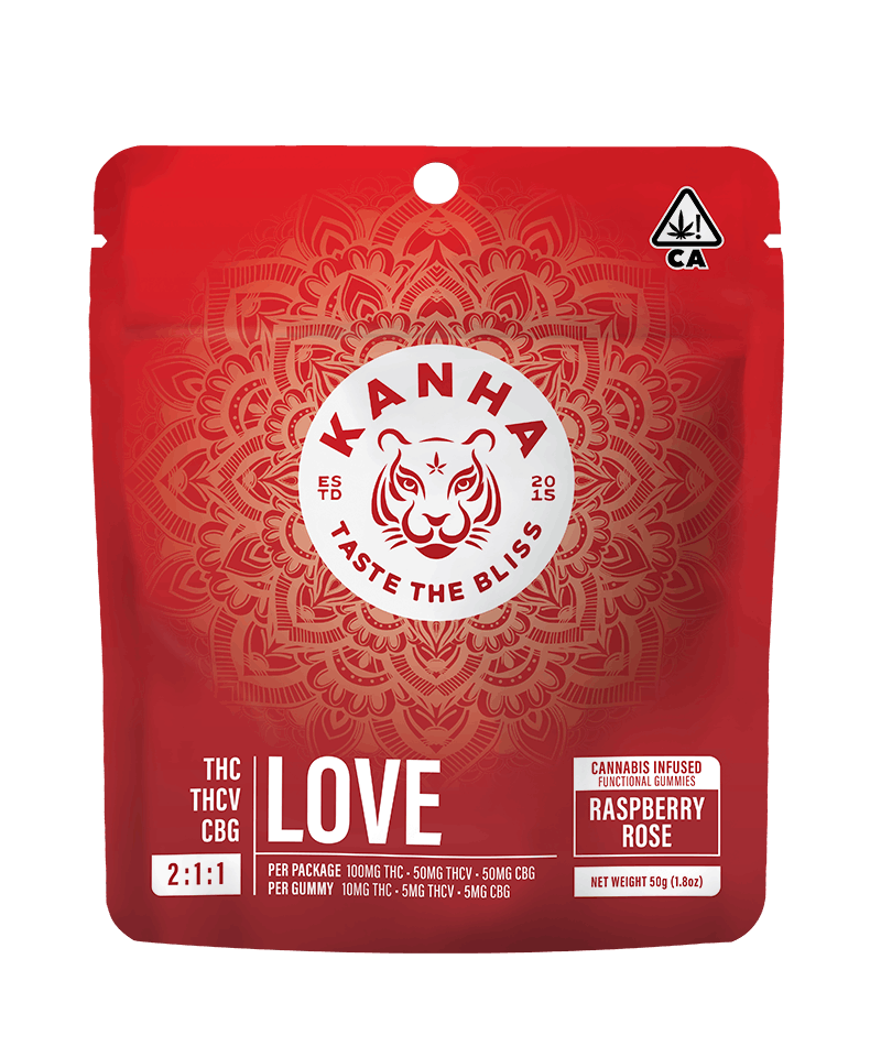 NANO LOVE 2:1:1 Raspberry Rose Gummies - 100mg THC 50mg THCV 50mg CBG - Kanha Gummies -  - $25 - Edibles