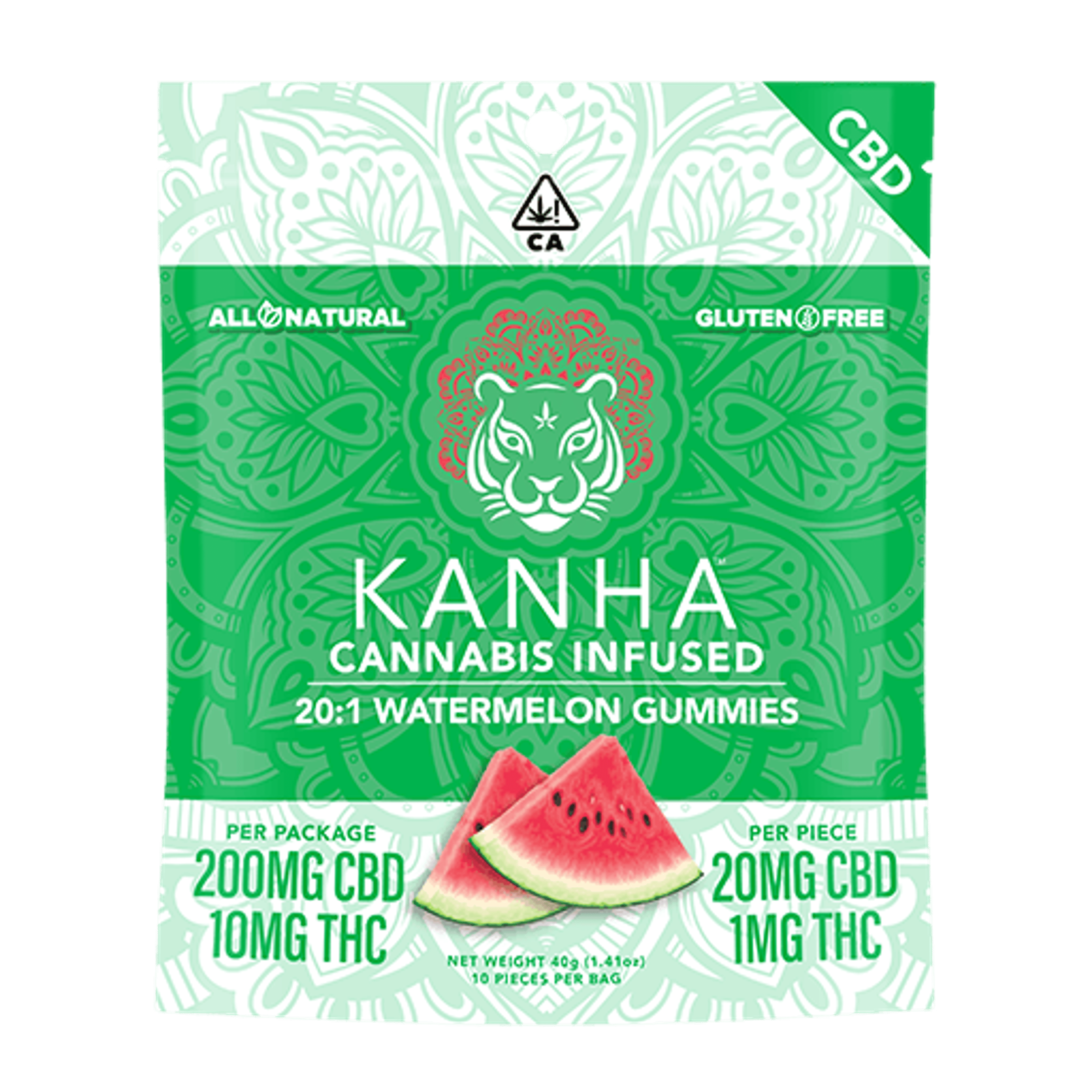 Watermelon CBD Gummies 20:1 - Kanha Treats - - $20 - Edible