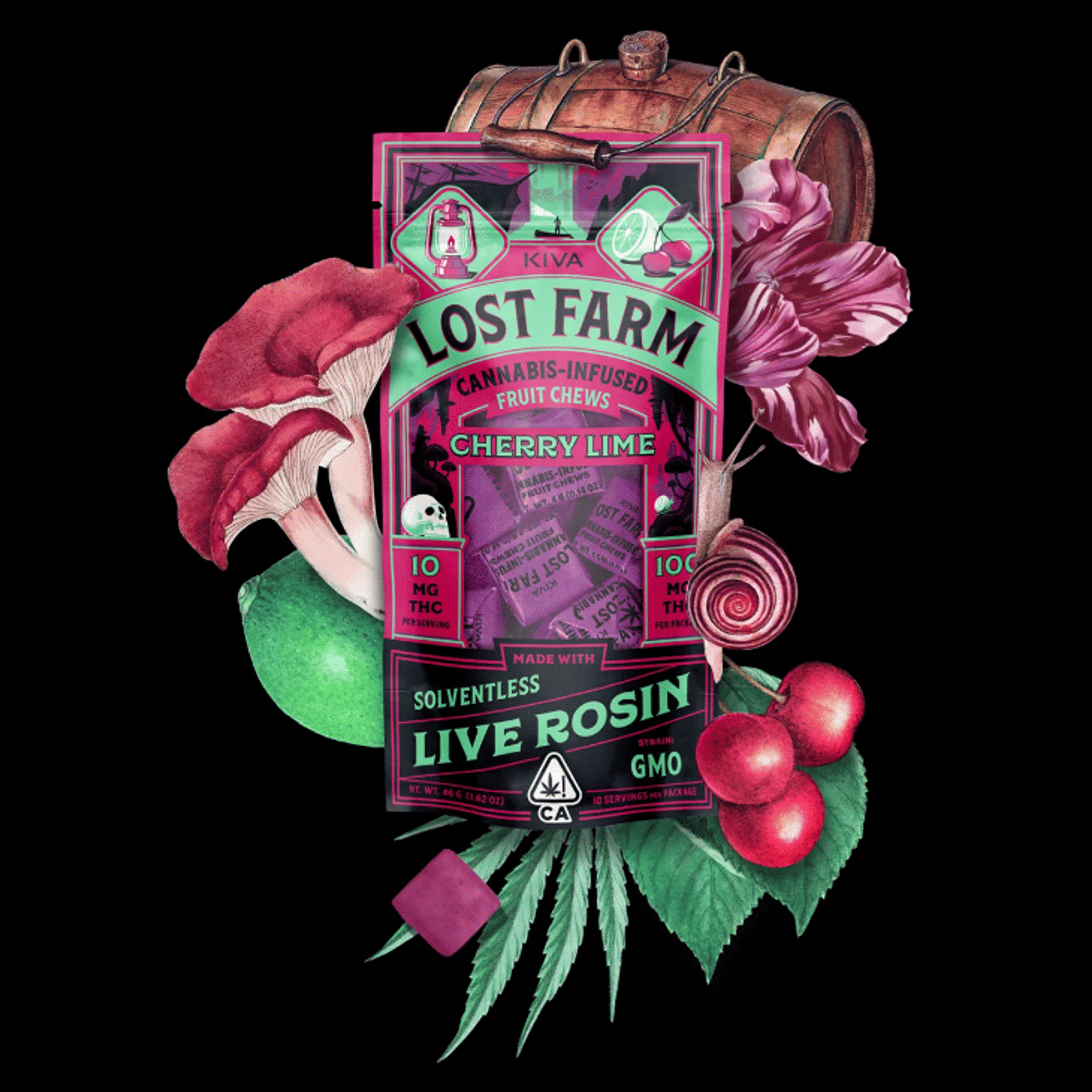 Lost Farm Live Rosin Chews | Cherry Lime / GMO - Kiva - - $20 - Edibles