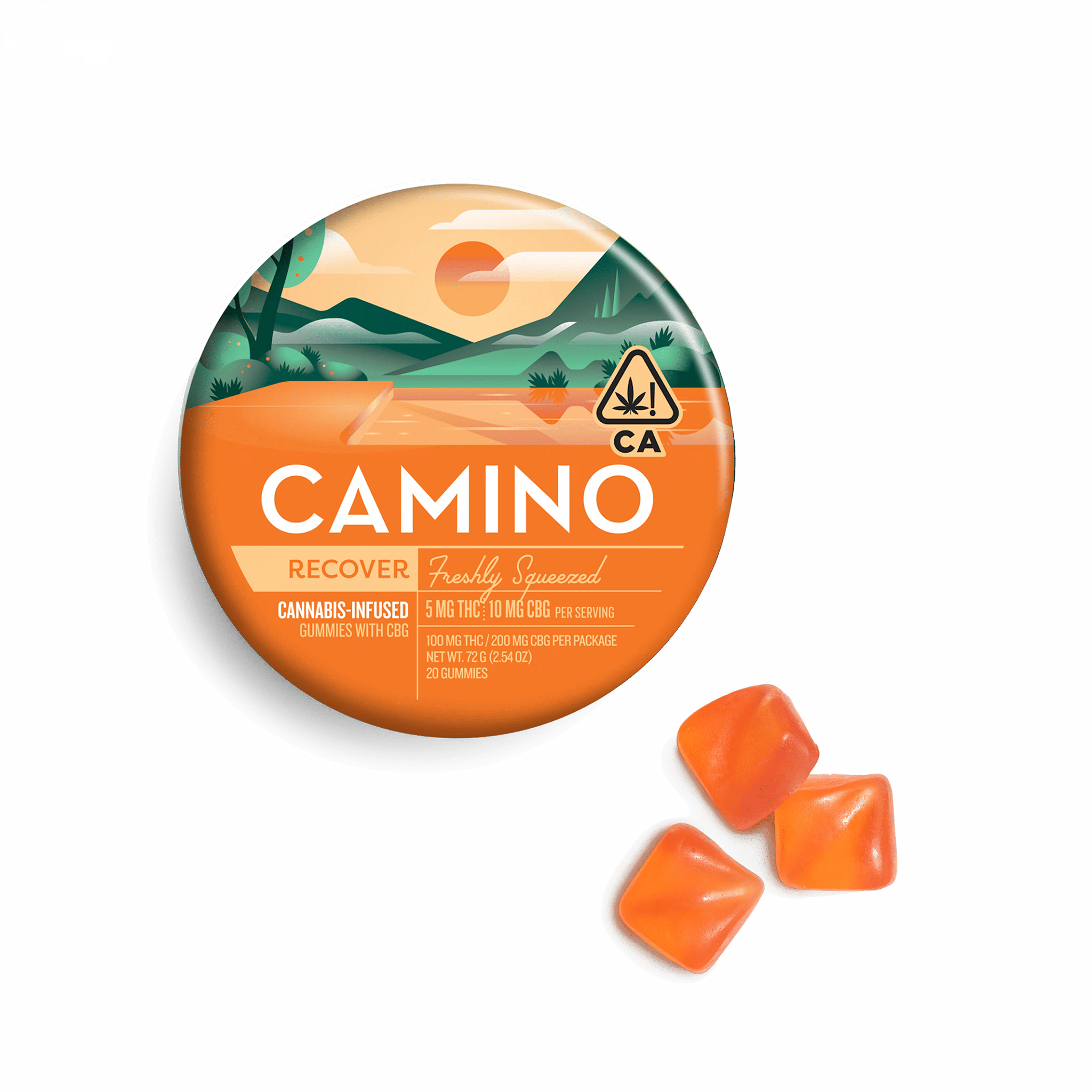Camino 1:2 CBG Freshly Squeezed "Recover" Gummies - Kiva Confections - 20 Gummies - $20.99 - Edibles
