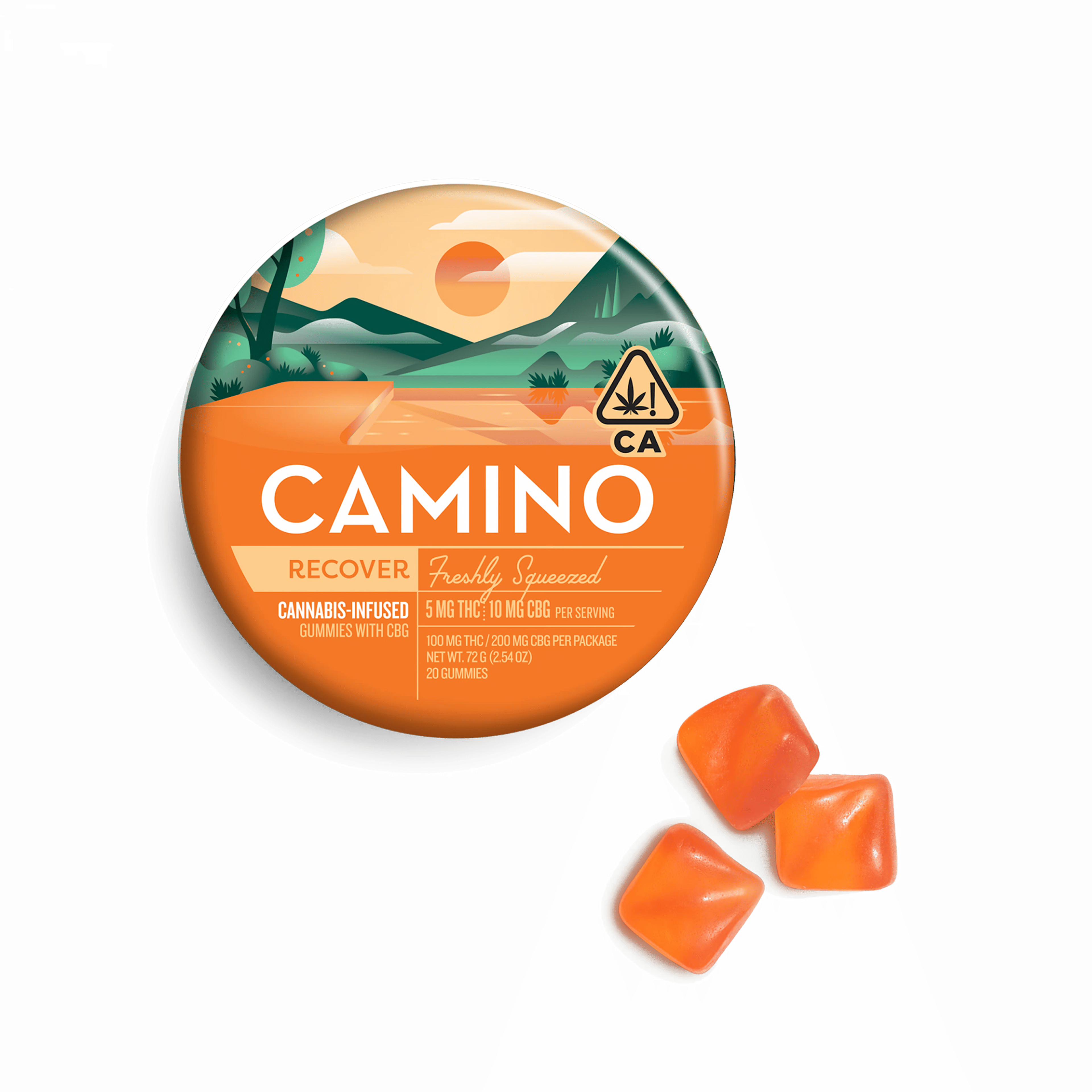 Camino 1:2 CBG Freshly Squeezed "Recover" Gummies - Kiva Confections - 20 Gummies - $20.99 - Edibles