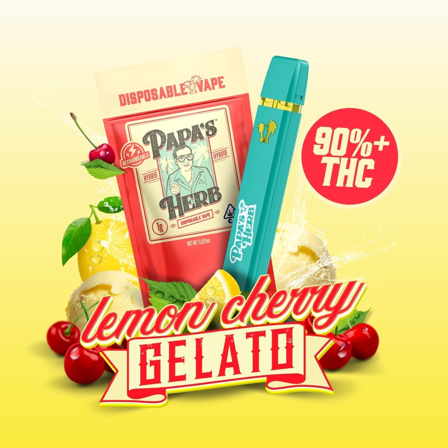 Lemon Cherry Gelato 1g Disposable Vape - Papa's Herb -  - $23.76 - Vapes