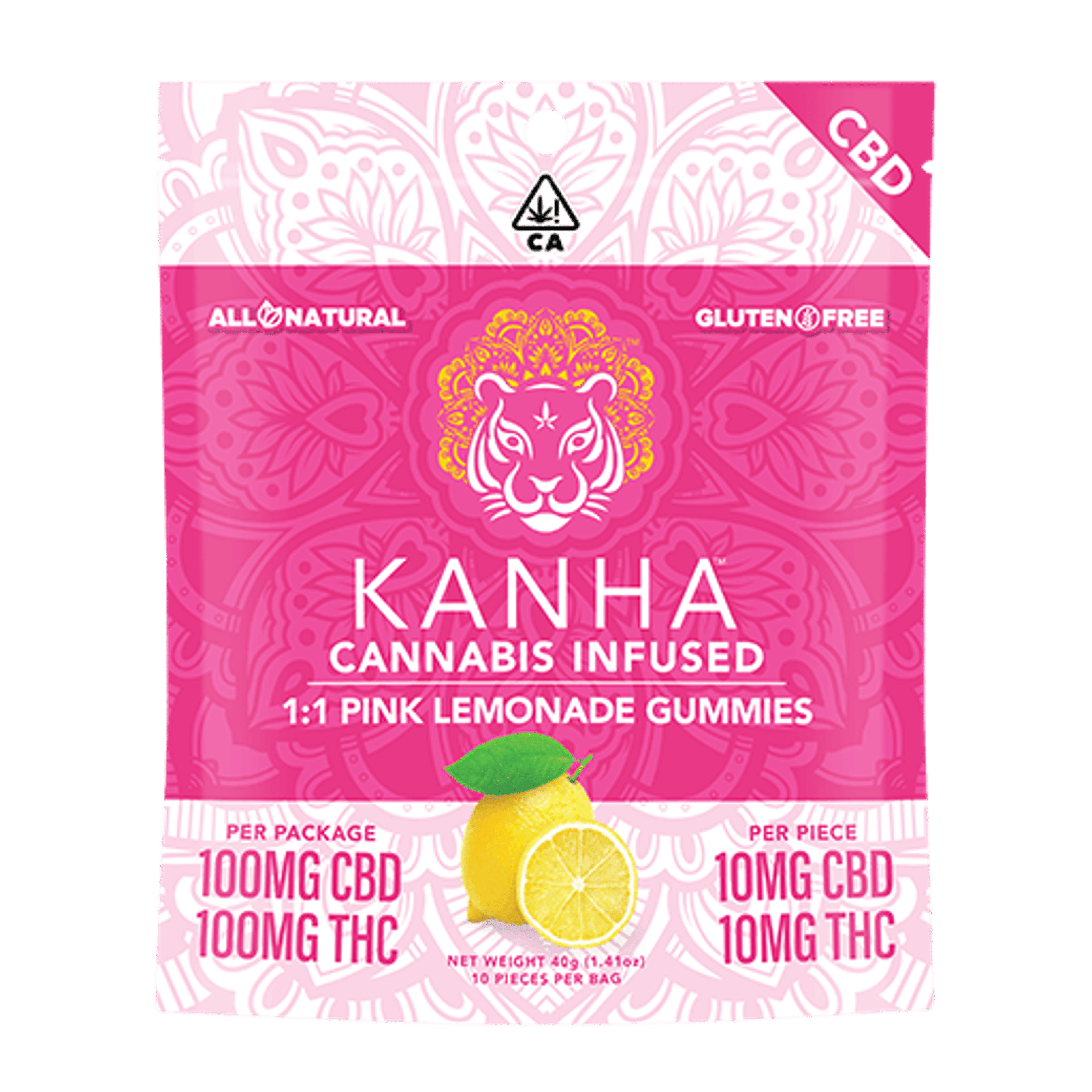 Pink Lemonade 1:1 CBD:THC Gummies - Kanha - 10 Gummies - $22.99 - Edibles