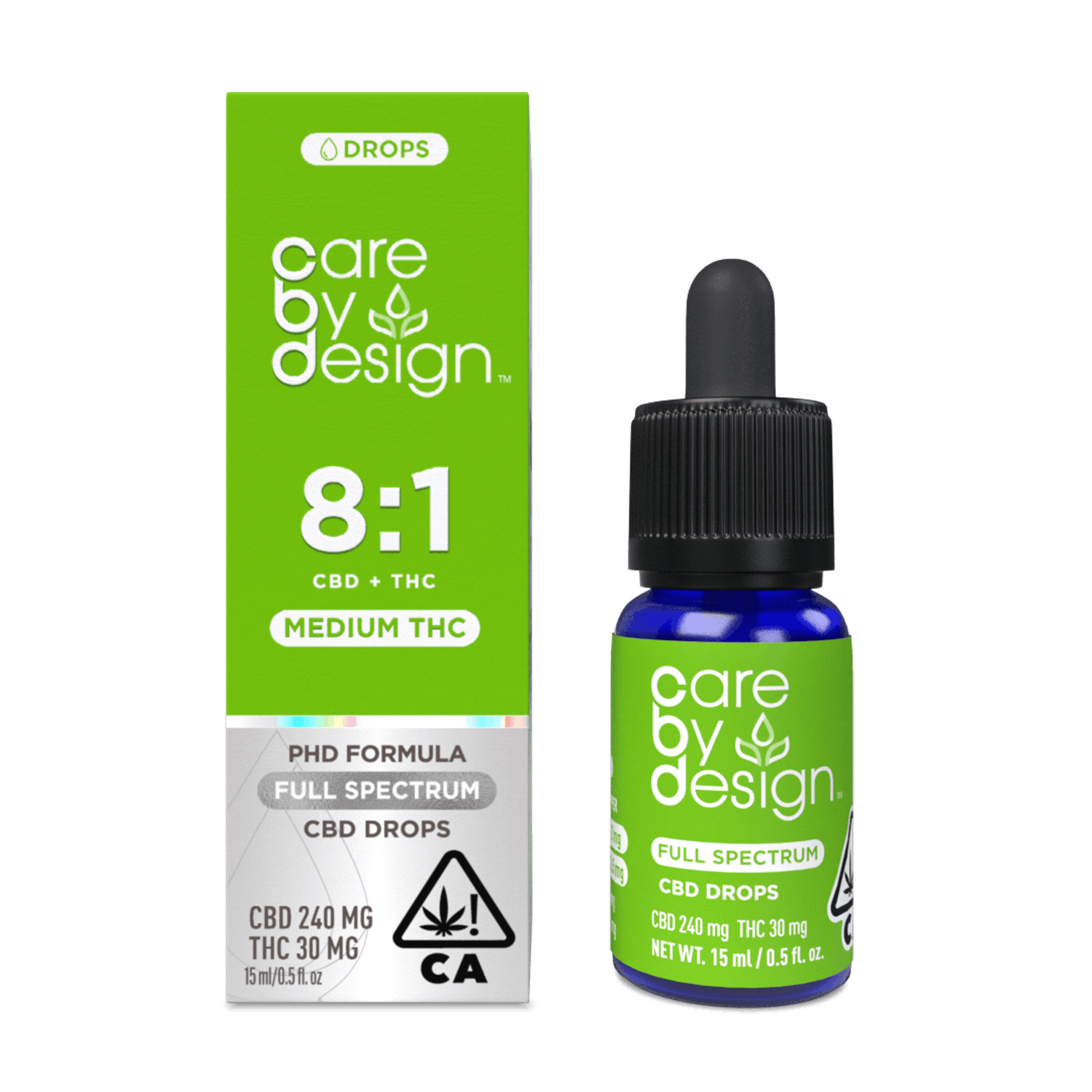 Care By Design: 8:1 Full Spectrum CBD Drops (Medium THC) - 15ml - Care By Design - - $45 - Tincture