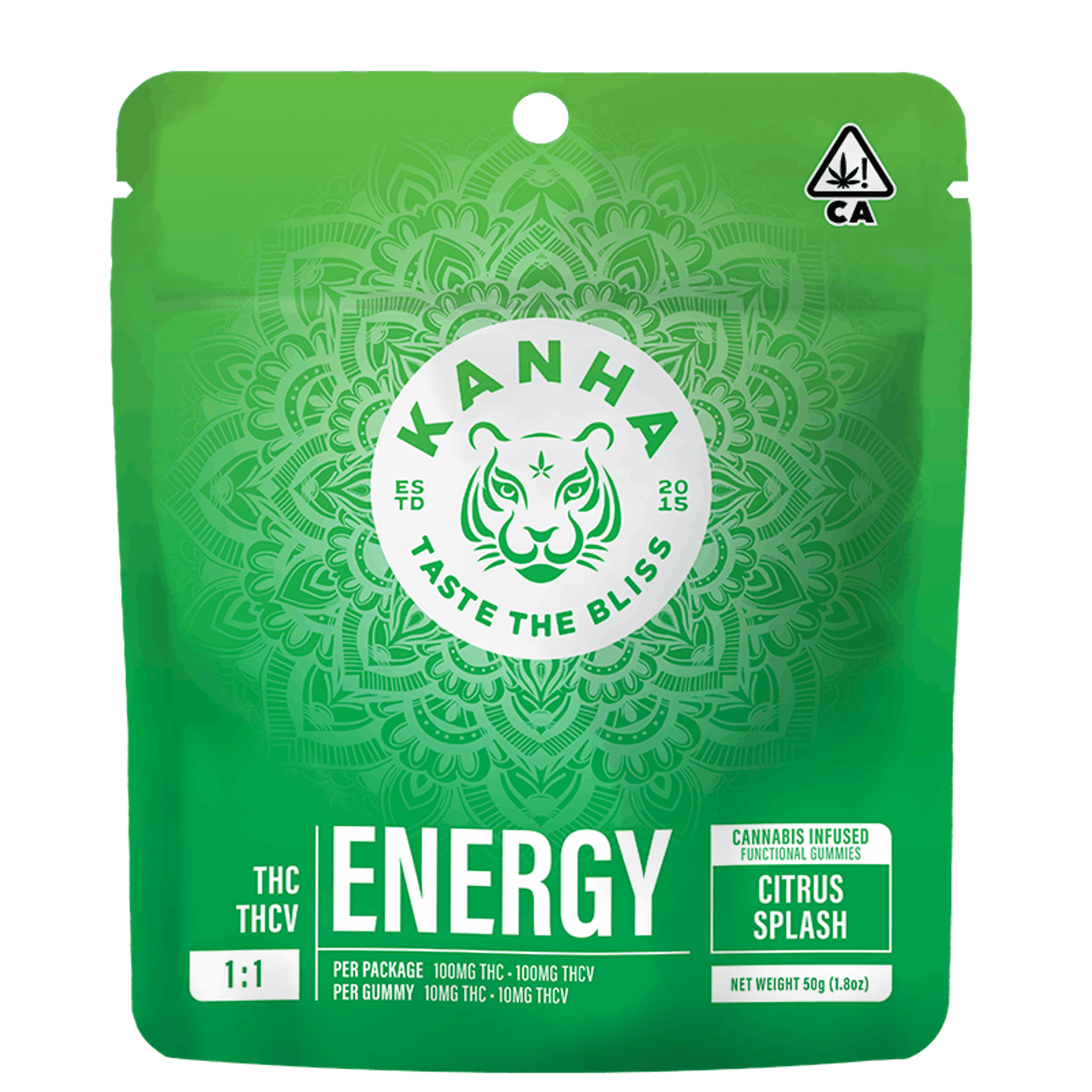 NANO ENERGY 1:1 Citrus Splash Gummies - 100mg THC 100mg THCV - Kanha Gummies - - $25 - Edibles