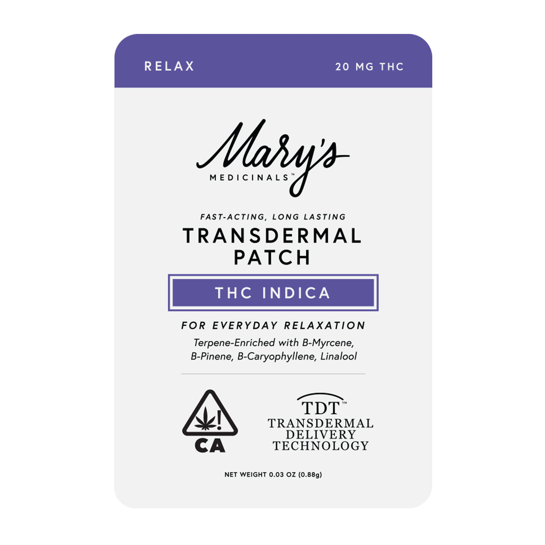 Relax Indica Patch Single - Mary's Medicinal - Indica Patch - $9.85 - Topicals