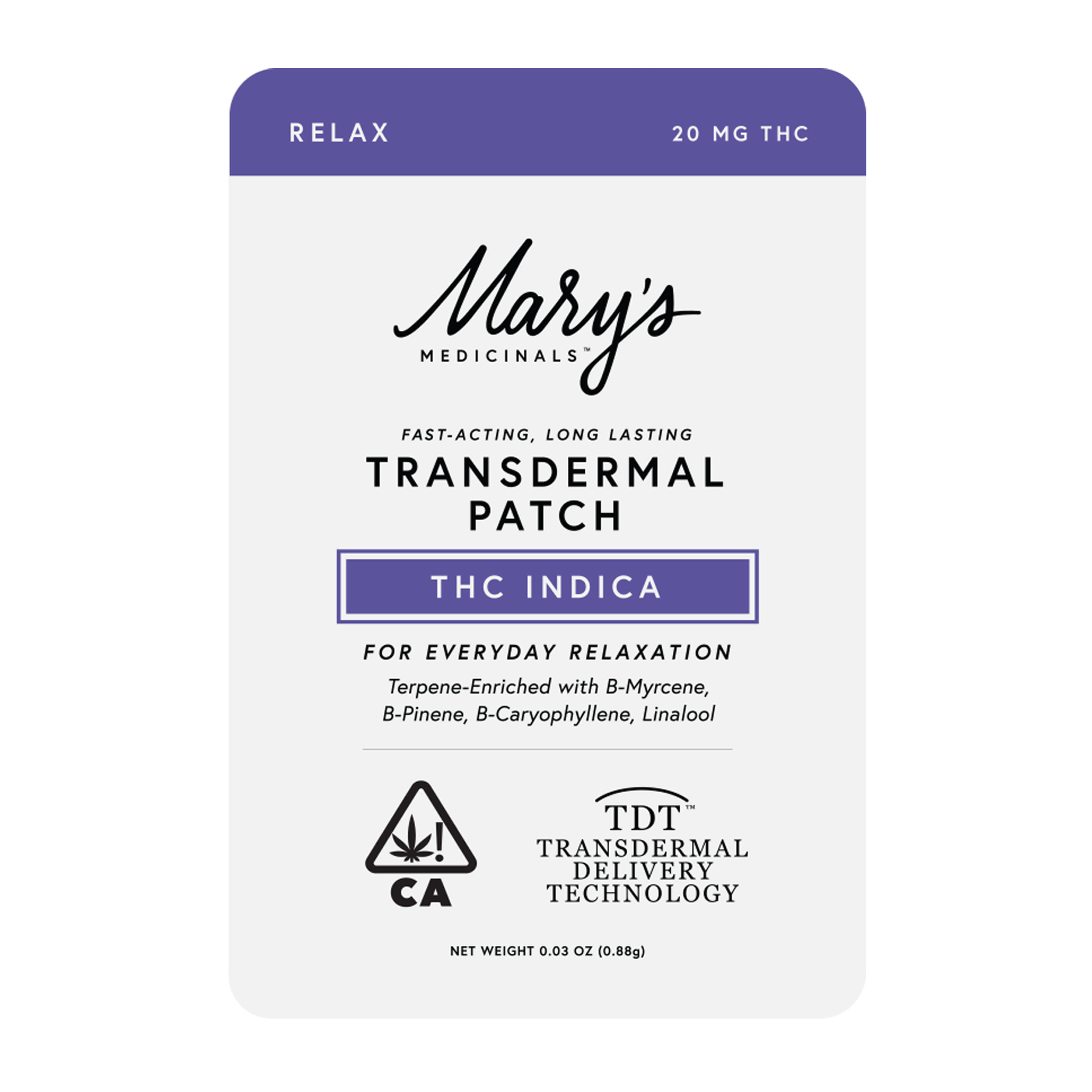 Relax Indica Patch Single - Mary's Medicinal - Indica Patch - $9.85 - Topicals