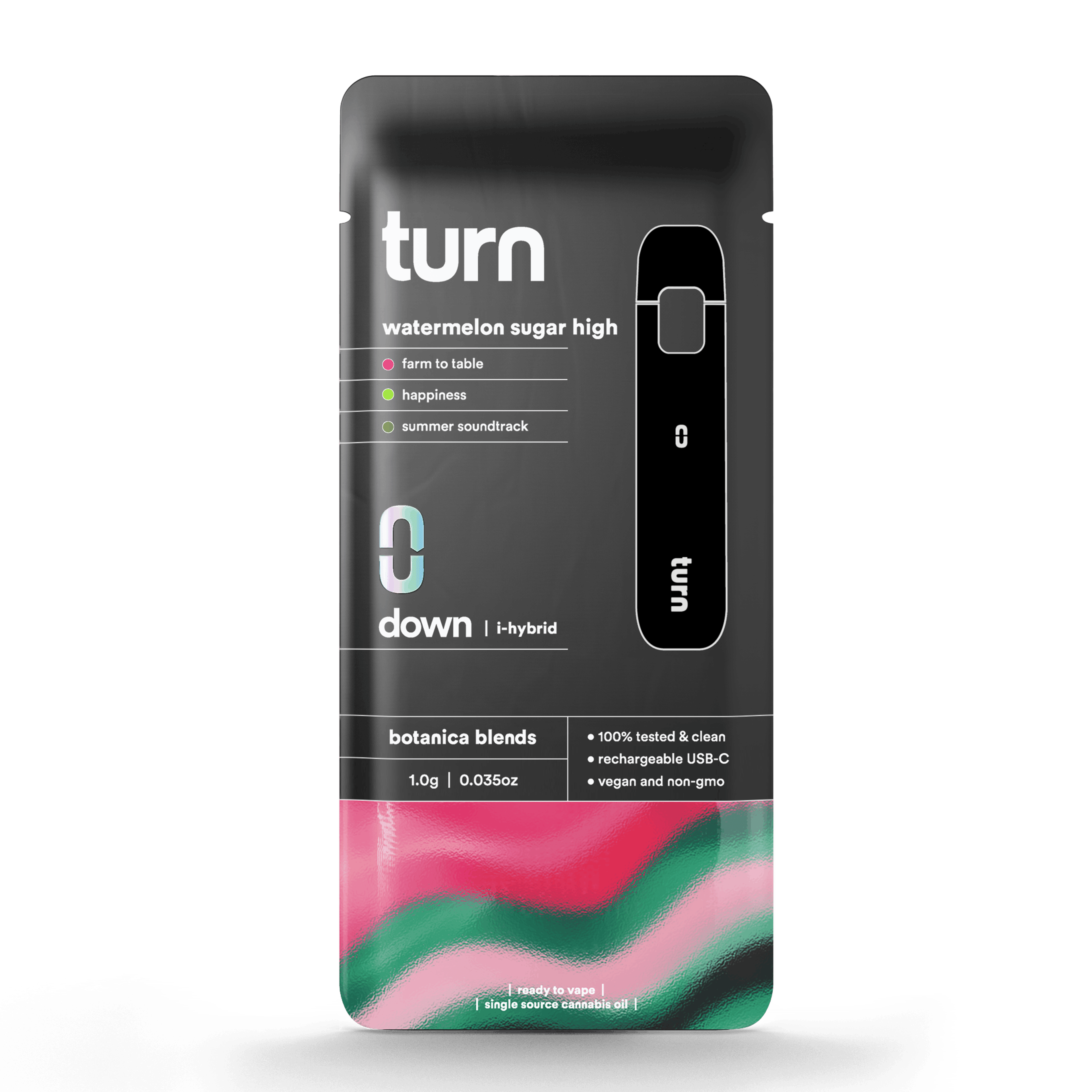 1.0g AIO | watermelon sugar high | botanica blends | down | - Turn - 1.0g AIO | watermelon sugar high - $35 - Vape Pens