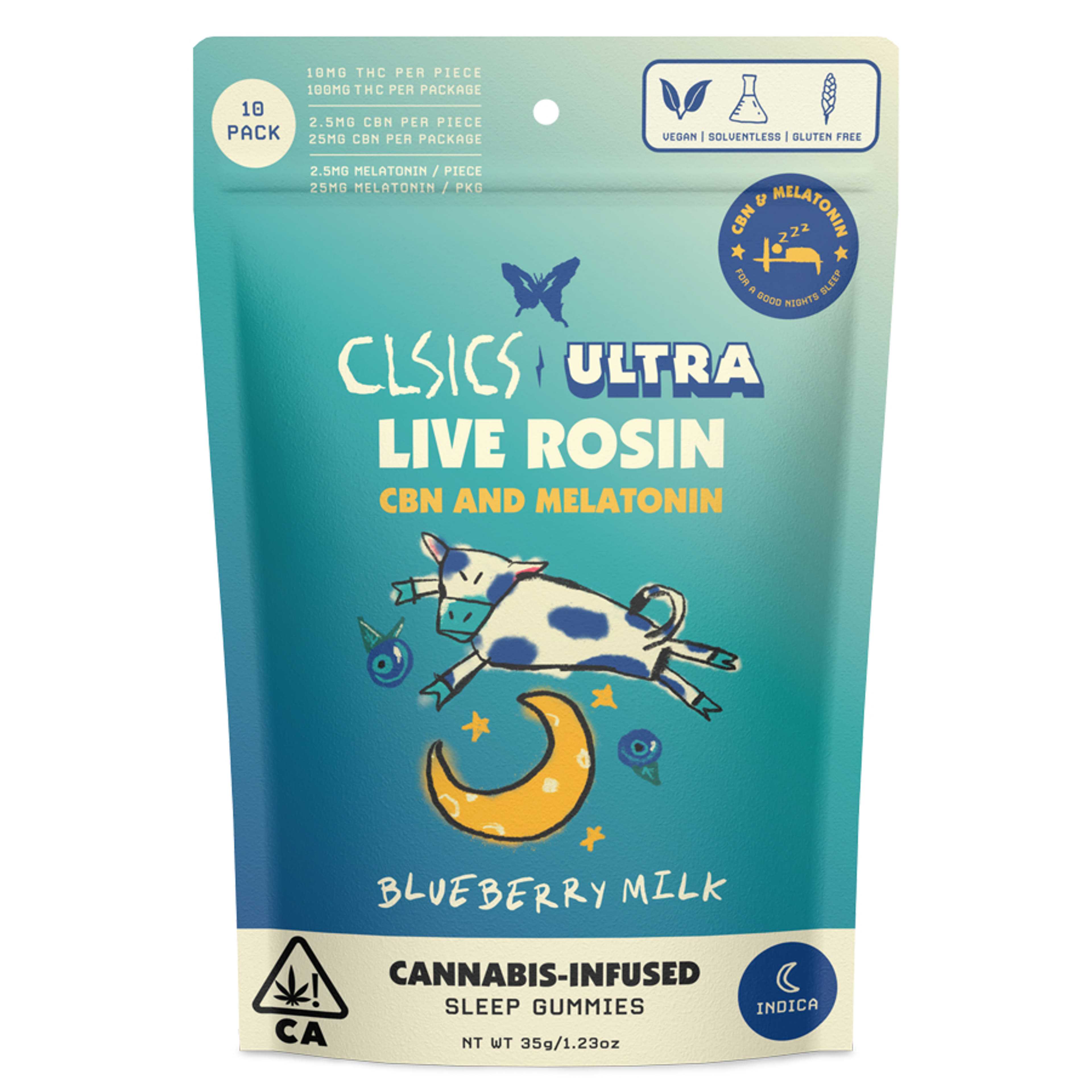 Blueberry Milk CBN Live Rosin Gummies + Melatonin - CLSICS - Blueberry Milk (CBN) - $16.45 - Edibles