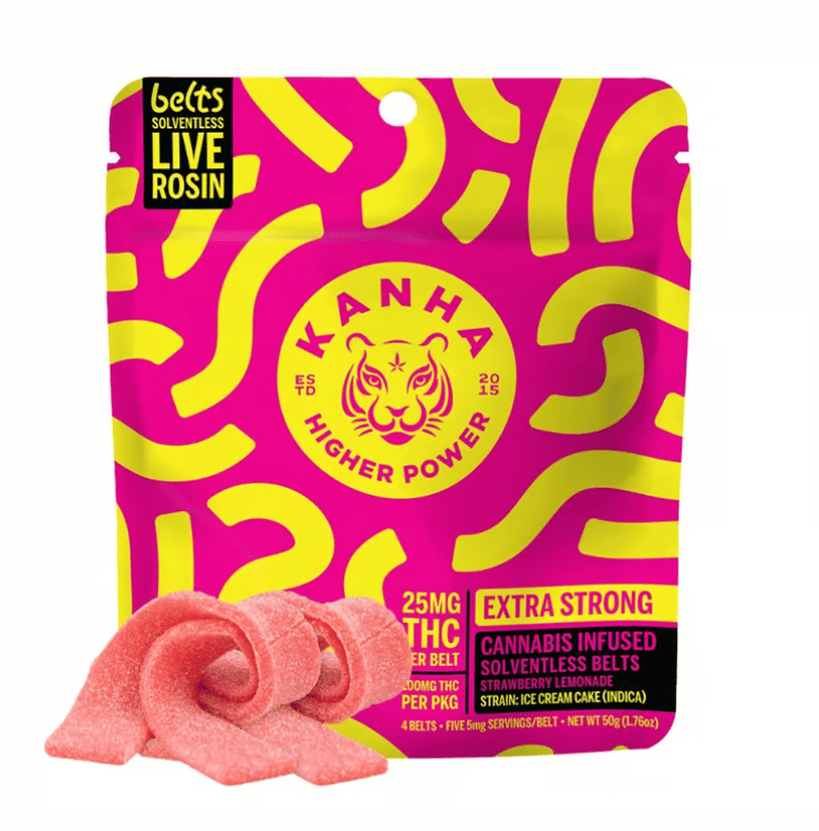Sour Belts | Strawberry Lemonade (I) Live Rosin Infused - 100mg - Kanha Gummies -  - $25 - Edibles