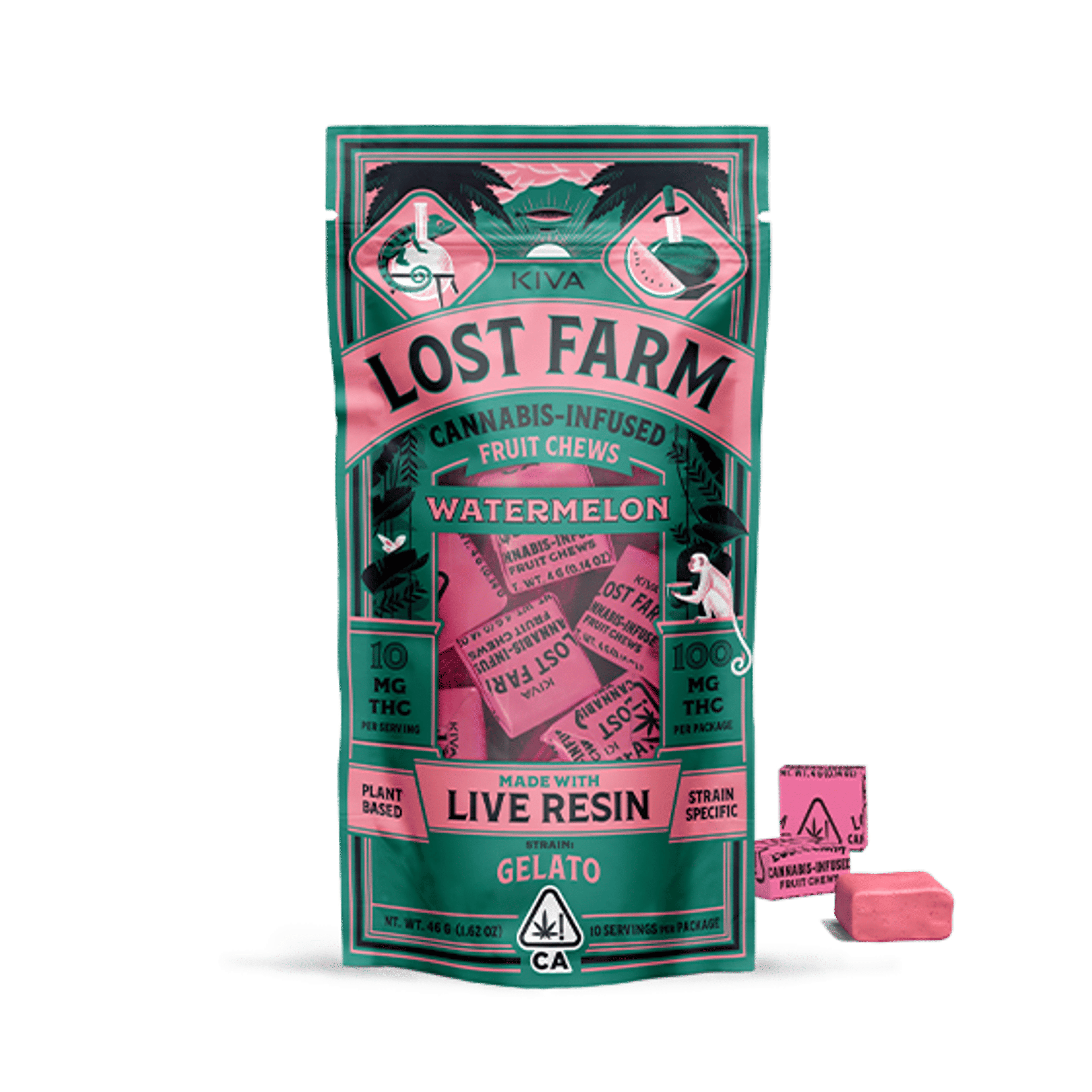 WATERMELON GELATO 100MG CHEWS - LOST FARM - - $16 - Edibles