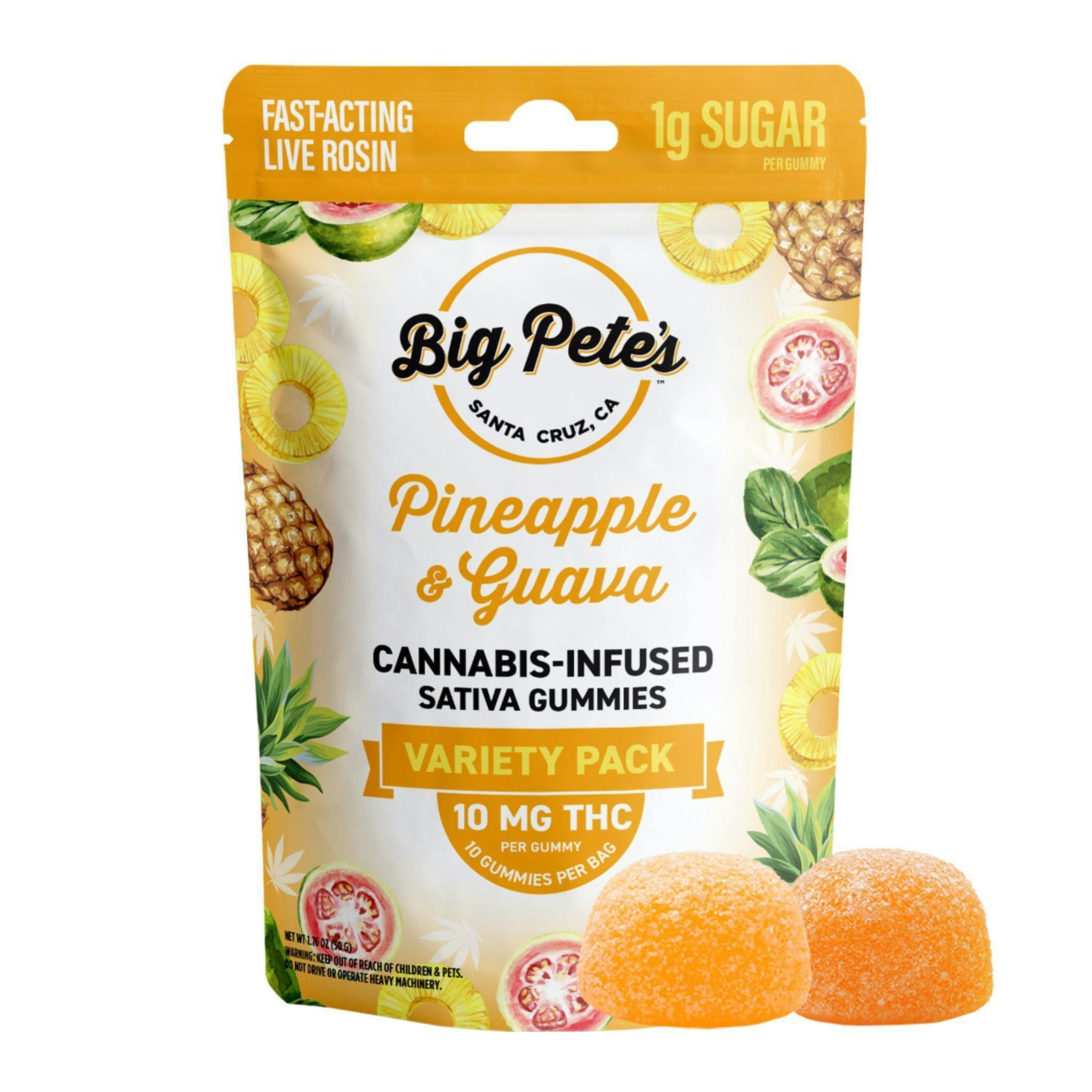 Big Pete's: Pineapple & Guava Fast-Acting Rosin Gummy - 100mg THC 10pk (Sativa) - Big Pete's - - $27 - Edibles