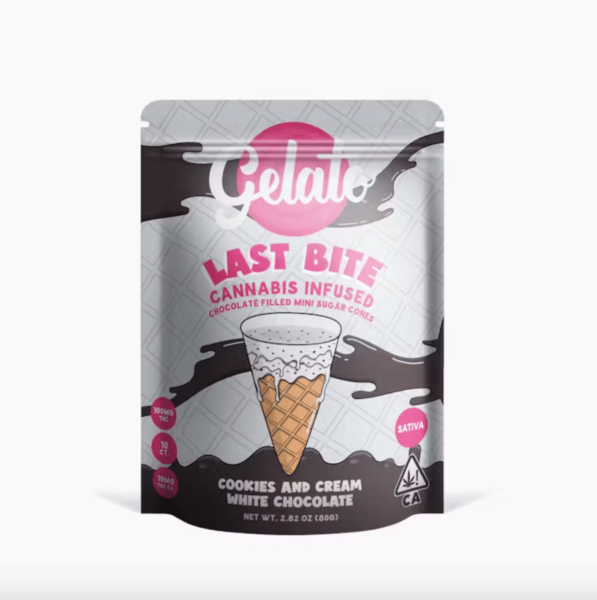 Gelato — Last Bite Cookies and Cream White Chocolate Mini Sugar Cones 100mg