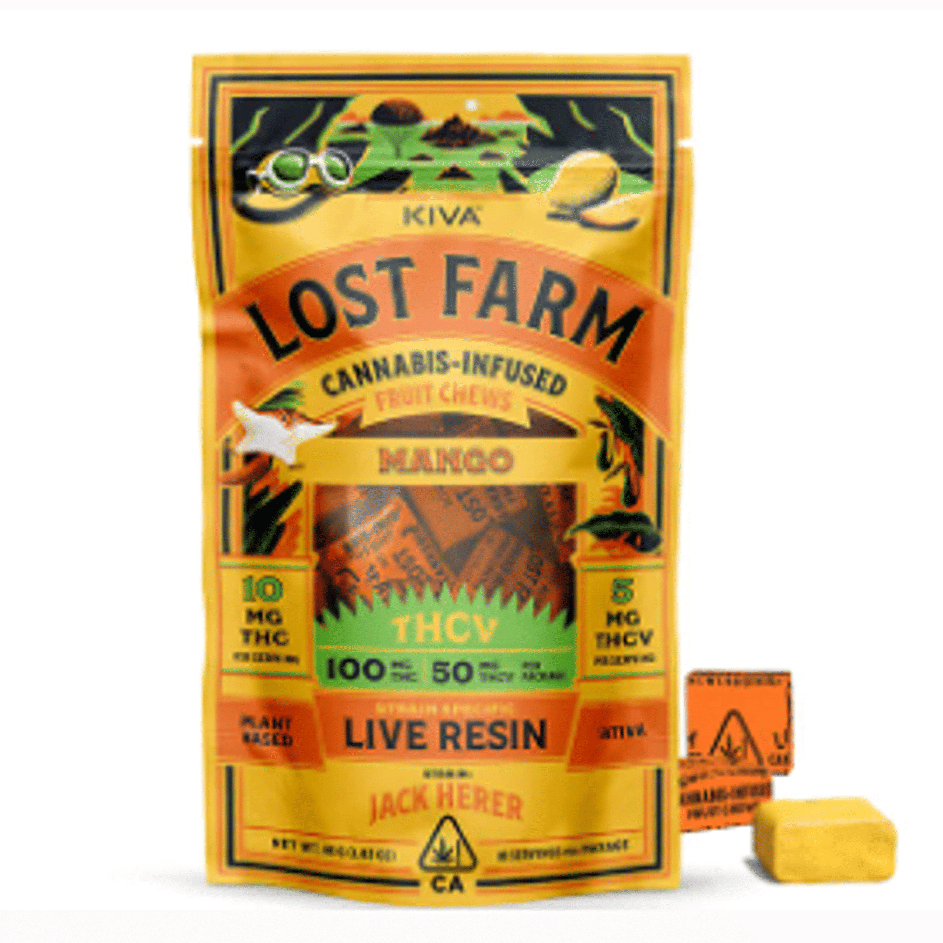 Mango x Jack Herer THCv Live Resin Chews 100mg - Kiva - - $27 - Edibles