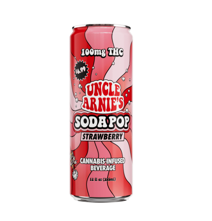 Uncle Arnie's: Strawberry Soda (100mg 12oz Can) - Uncle Arnies -  - $9 - Infused Beverages