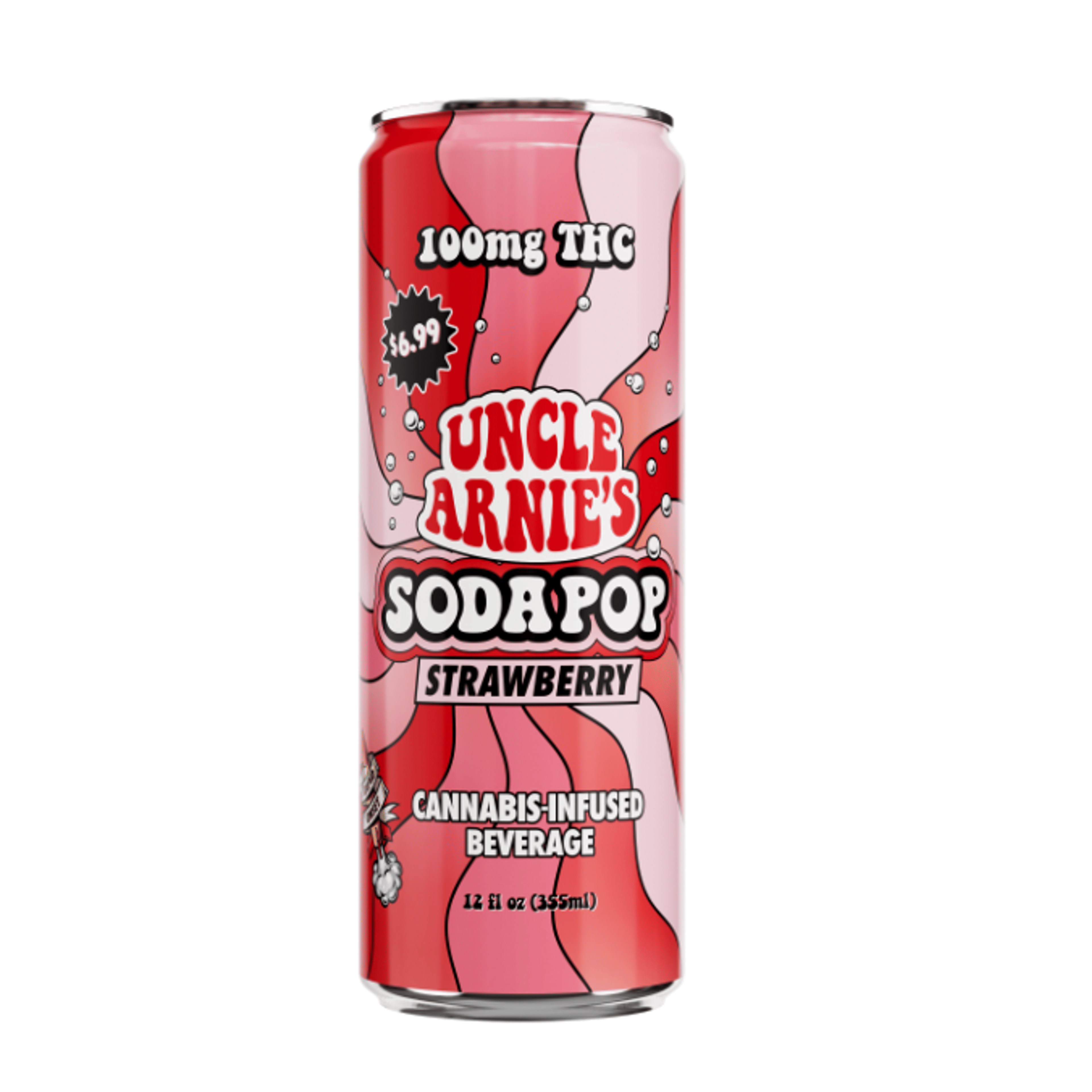 Uncle Arnie's: Strawberry Soda (100mg 12oz Can) - Uncle Arnies - - $9 - Infused Beverages