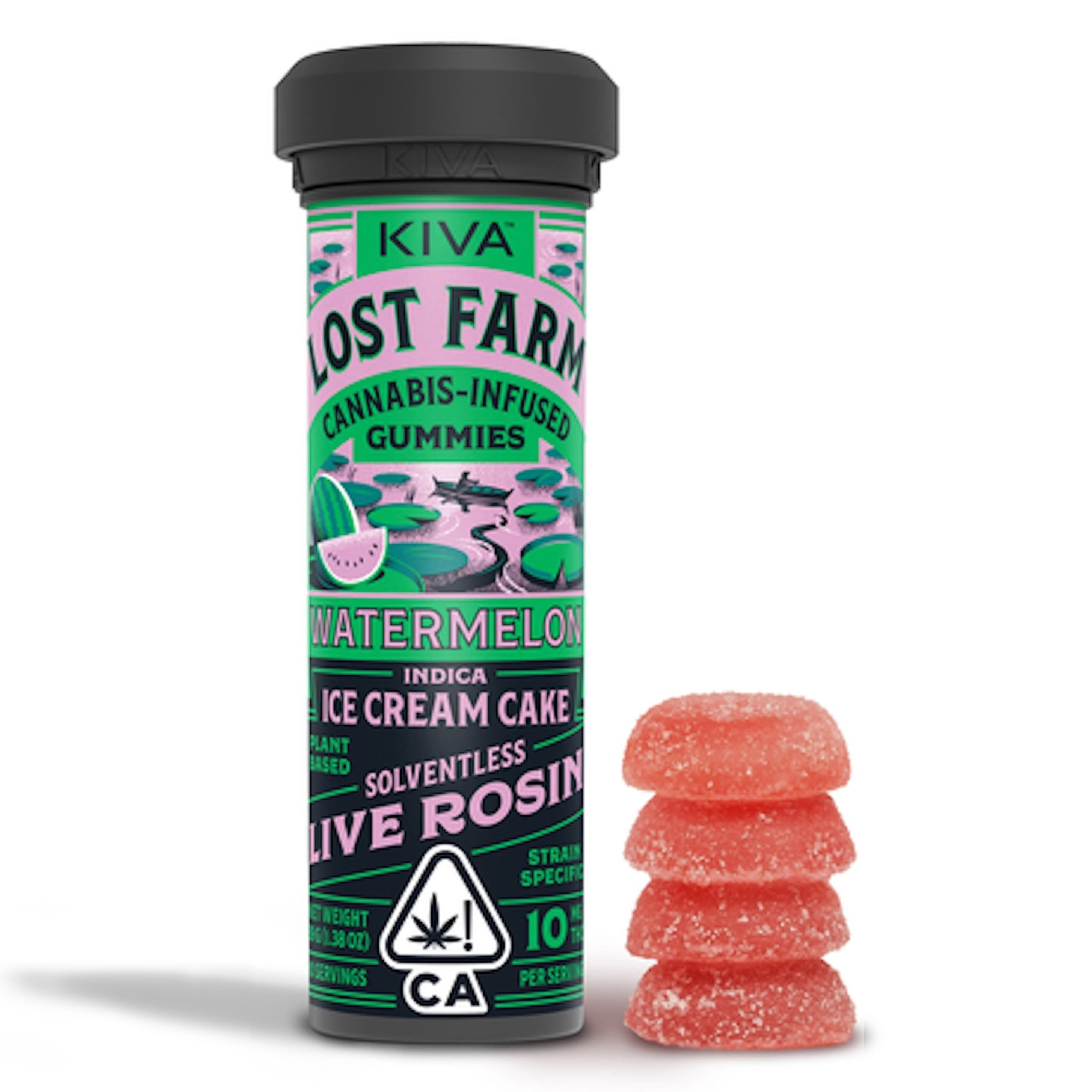 Watermelon (I)  Lost Farm Live Rosin Fruit Gummies - Kiva - Watermelon (Ice Cream Cake) - $19 - Edibles