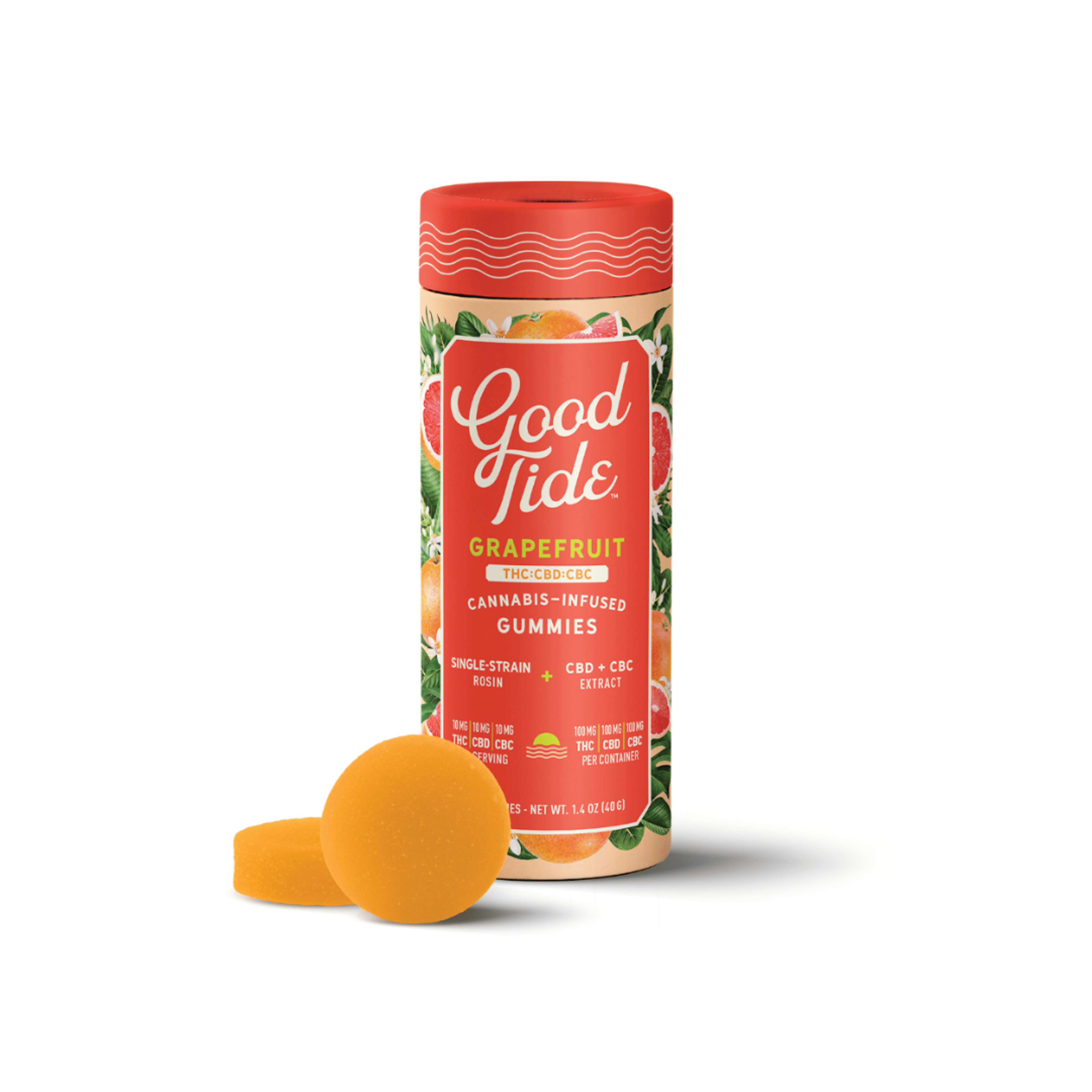 Grapefruit 1:1:1 CBC Hash Rosin Infused Gummies 100mg - Good Tide - - $24.24 - Edible