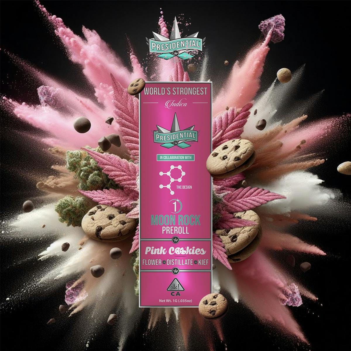 Pink Cookies Preroll 1g Moonrock Infused - Presidential -  - $12.25 - Pre-Rolls