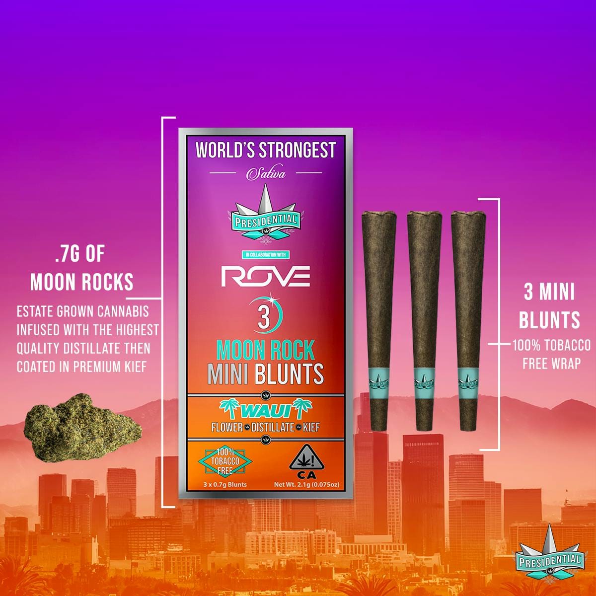 Waui Mini Blunts 2.1g Moonrock Infused - Presidential -  - $24.49 - Pre-Rolls