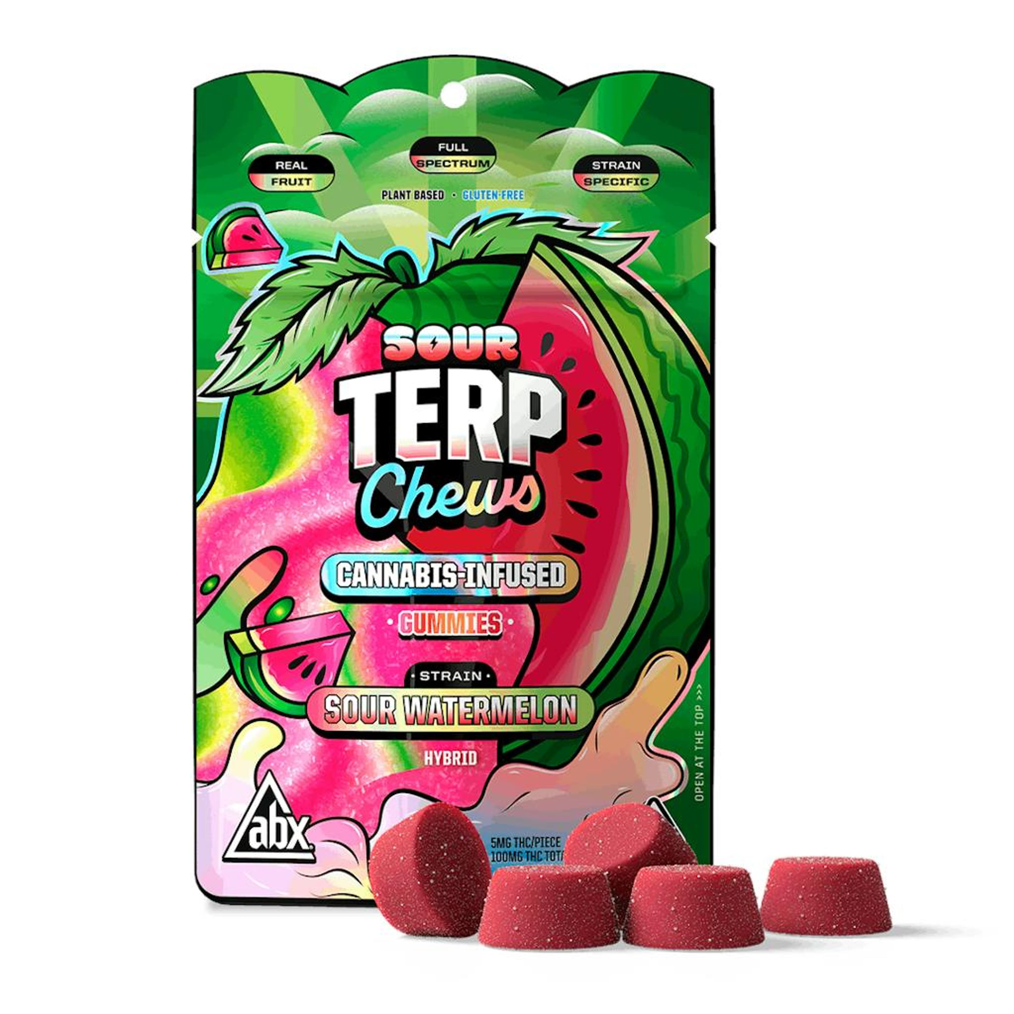 Sour Watermelon Terp Chews - 100mg - ABX - Gummy - Hybrid - $12 - Gummies
