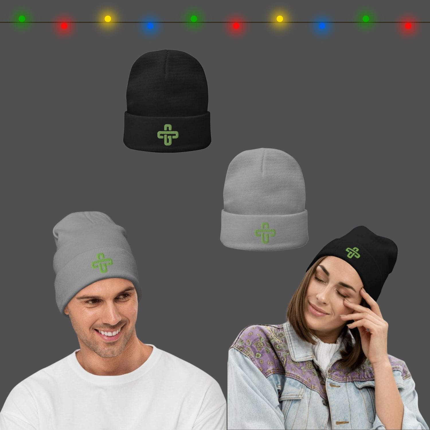 Embroidered Beanie - Gray - Original Green Cross -  - $14.99 - Non-Cannabis