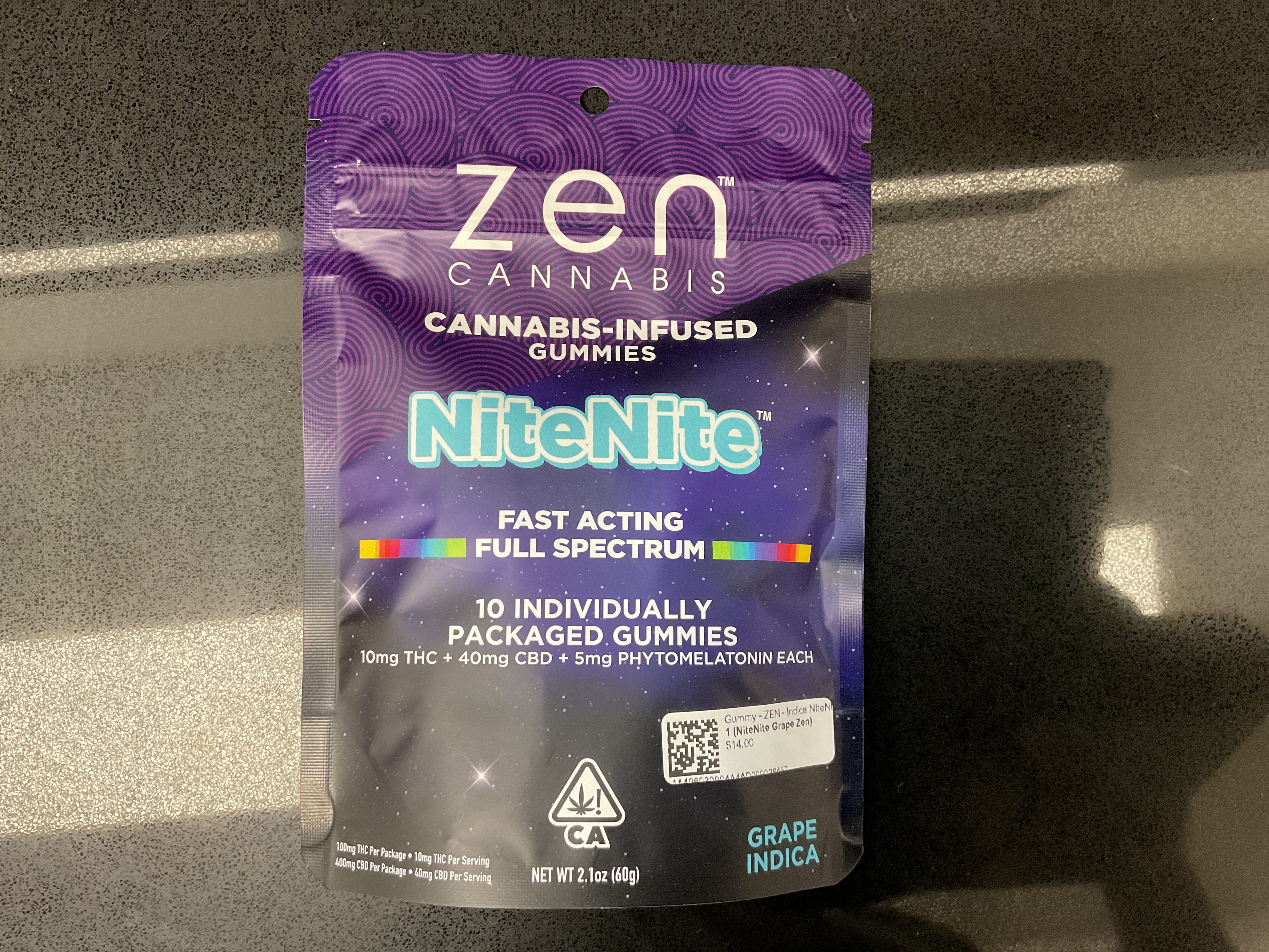 Gummy - ZEN - Indica NiteNite Grape 100/400/50mg - ZEN - NiteNite Grape Zen - $14 - Edibles