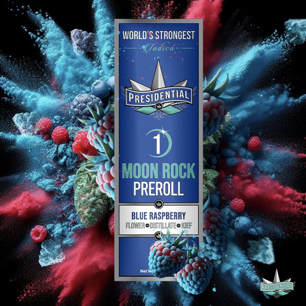 Presidential Moon Rock Preroll - Blue Raspberry (1g) - Presidential - Presidential Moon Rock Preroll - Blue Raspberry (1g) - $20 - Infused Pre-Rolls