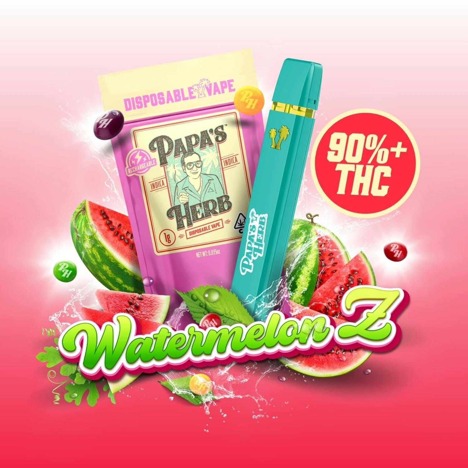 Watermelon Z 1g Disposable Vape - Papa's Herb -  - $23.76 - Vapes