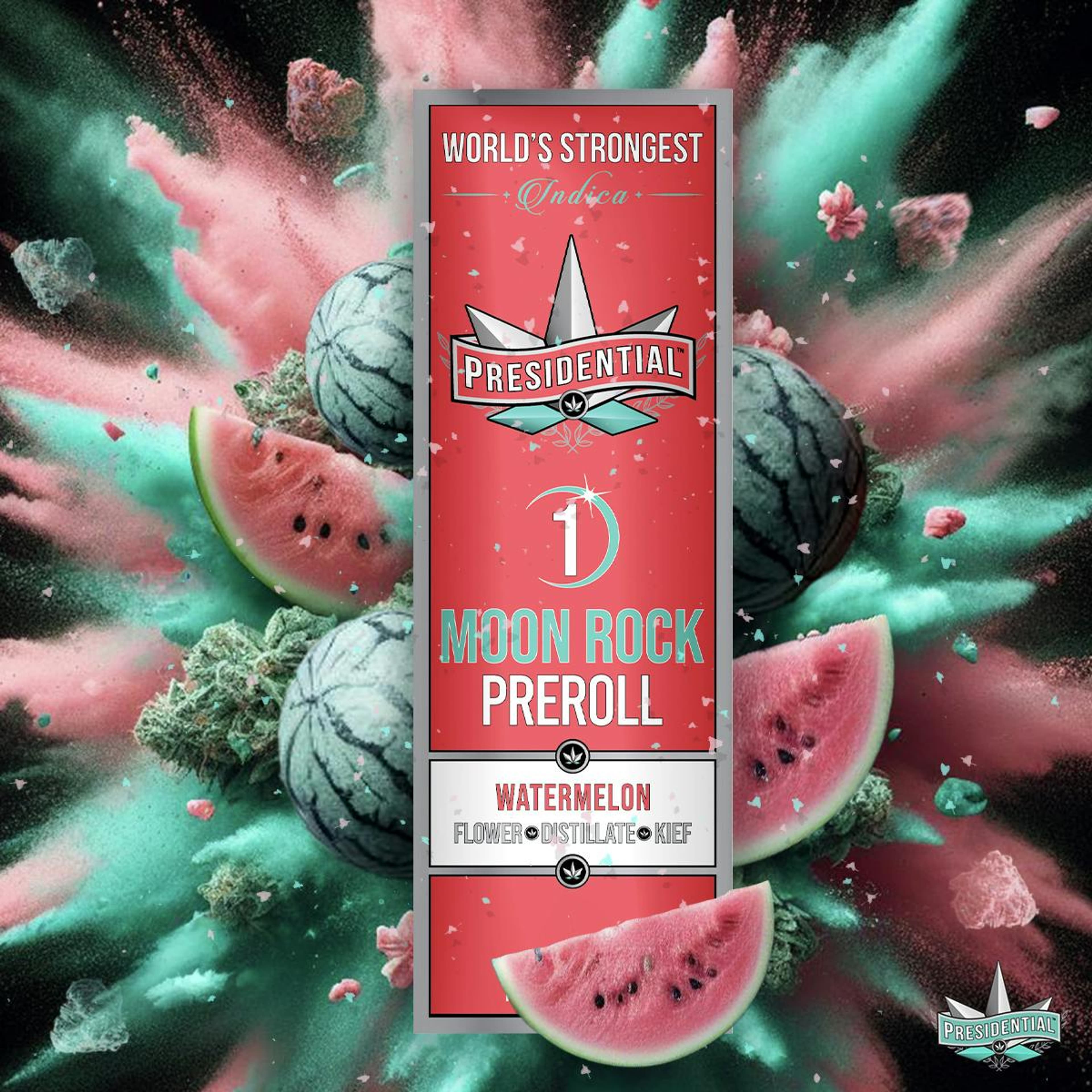 Watermelon Preroll 1g Infused Moonrock - Presidential - - $12.25 - Pre-Rolls
