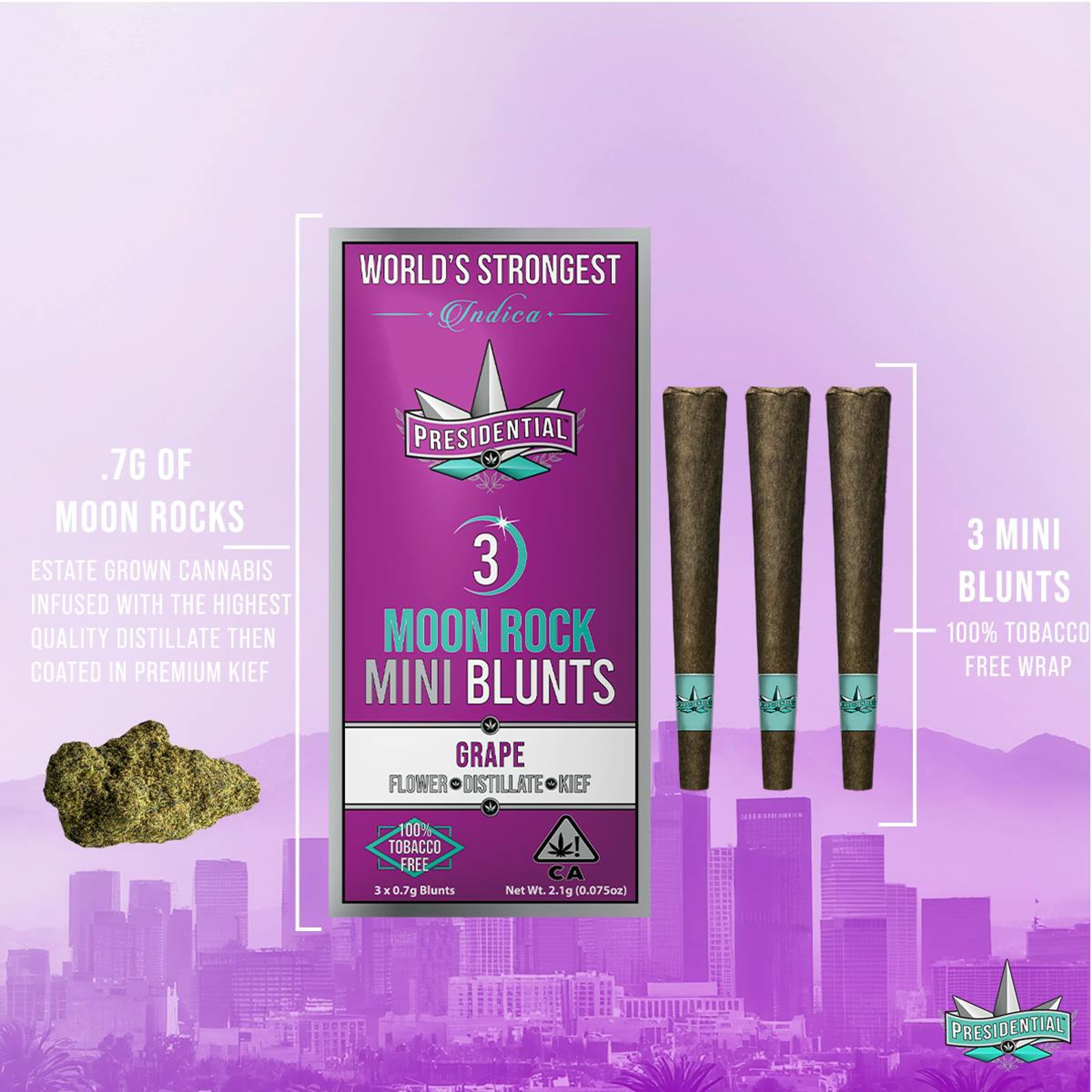 Presidential Pee-Wee Moon Rock Blunts -Grape (2.1g) - Presidential - Presidential Pee-Wee Moon Rock Blunts -Grape (2.1g) - $36 - Infused Pre-Rolls