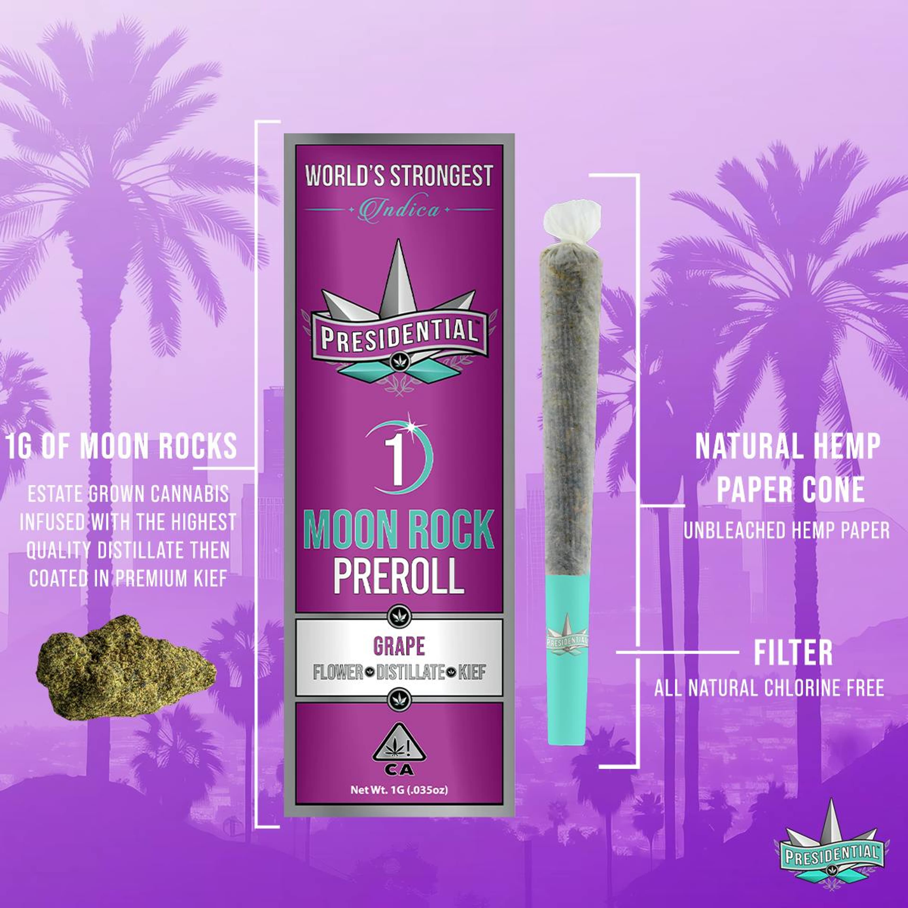 MoonRock Preroll | Grape - 1g - Presidential - Presidential - - $16 - Infused Pre-Rolls
