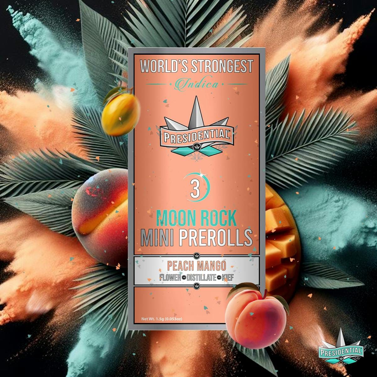 Peach Mango Moon Rock Mini Pre Rolls (3 x 0.7g) - 1.5g - Presidential -  - $20 - Infused Pre-Rolls