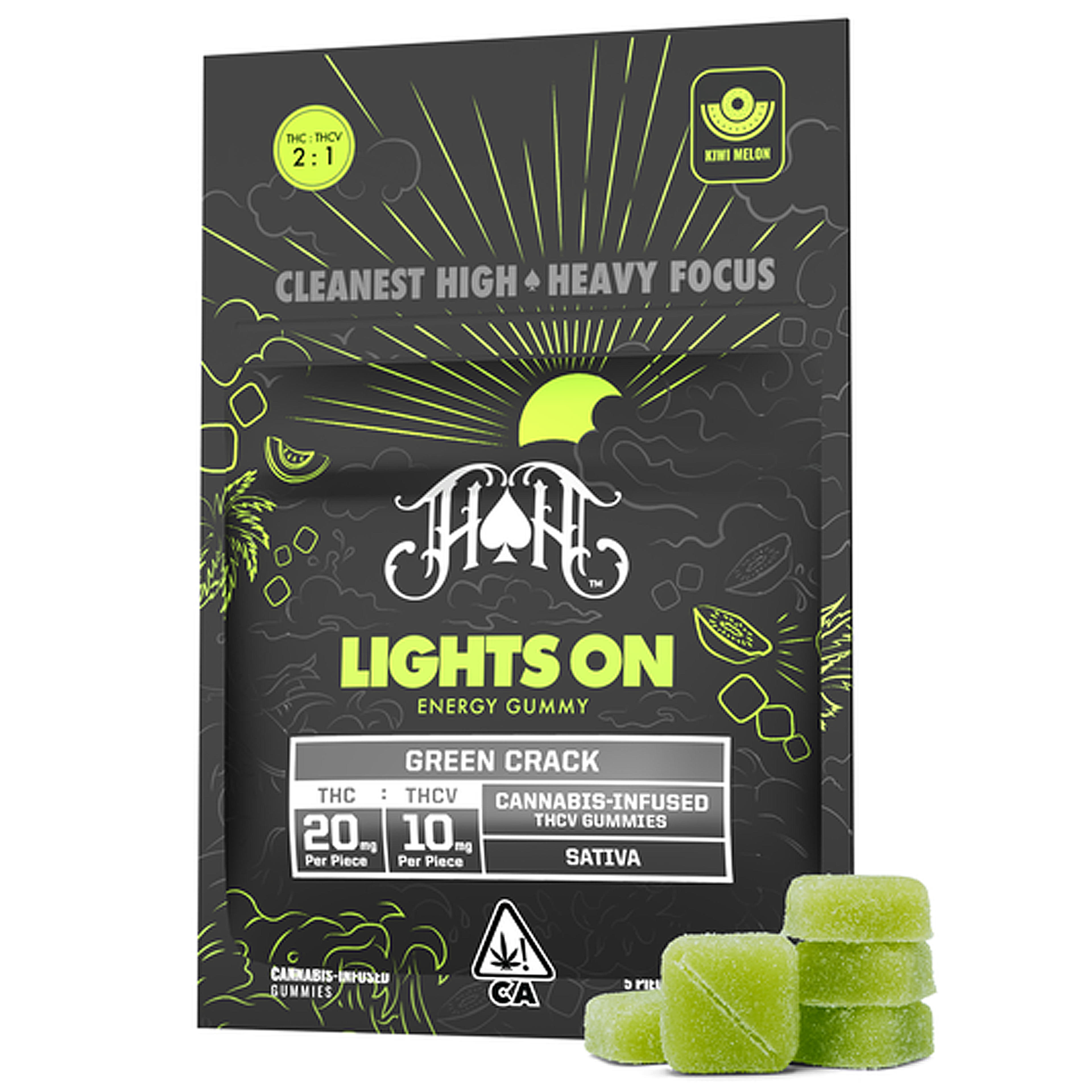 Lights On - Green Crack THCV Gummies - Heavy Hitters - Lights On - Green Crack THCV Gummy Pack - $20.46 - Edibles