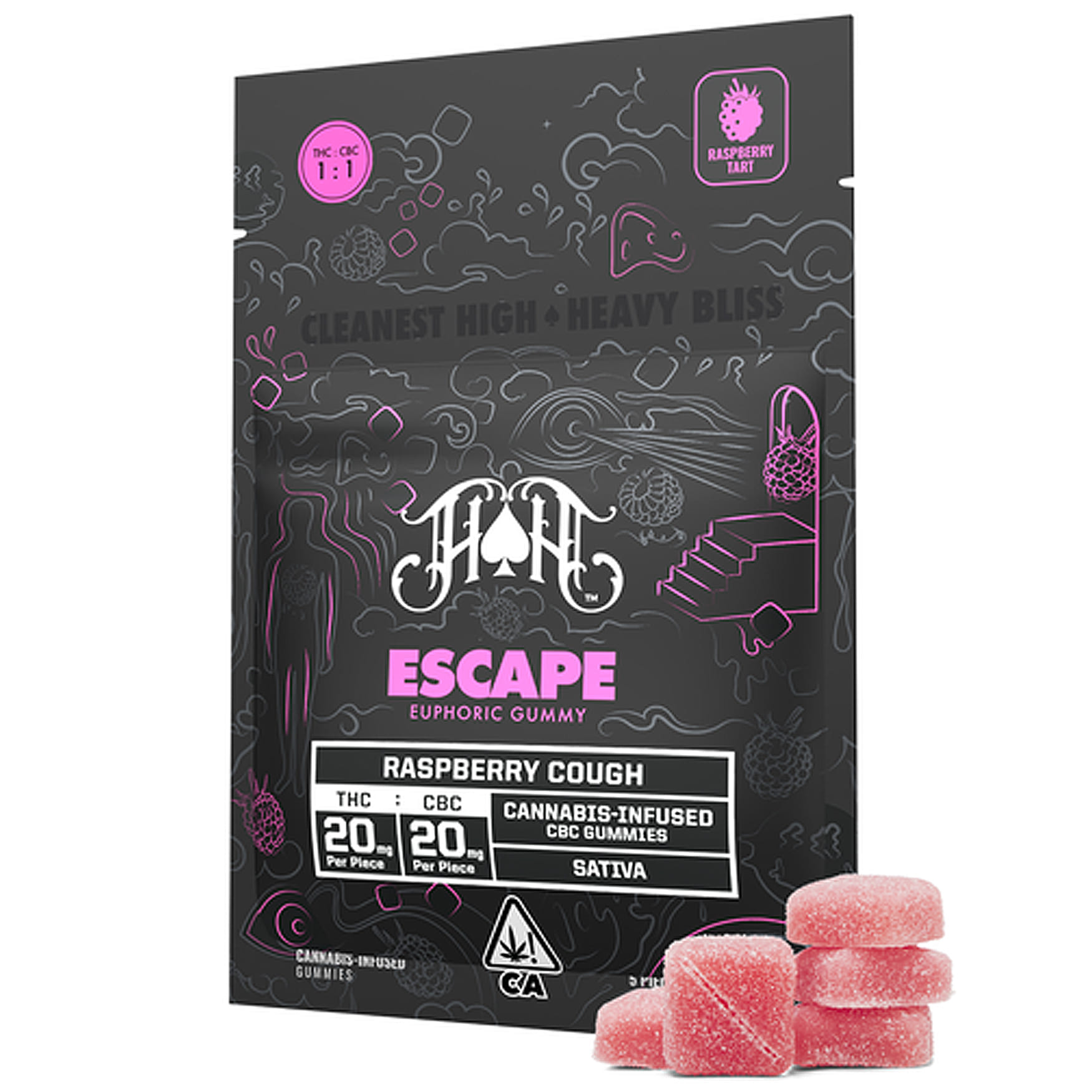 Heavy Hitters Raspberry Cough (S) - CBC Escape Gummy Pack - Heavy Hitters - Raspberry Cough Escape Bliss [S] - $22 - Edibles
