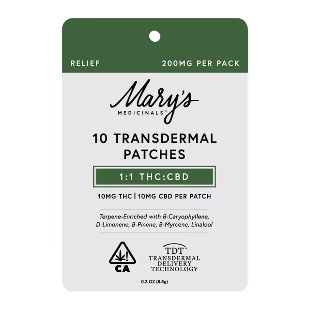 Transdermal Patches 1:1 10mg Cbd 10 mg Thc