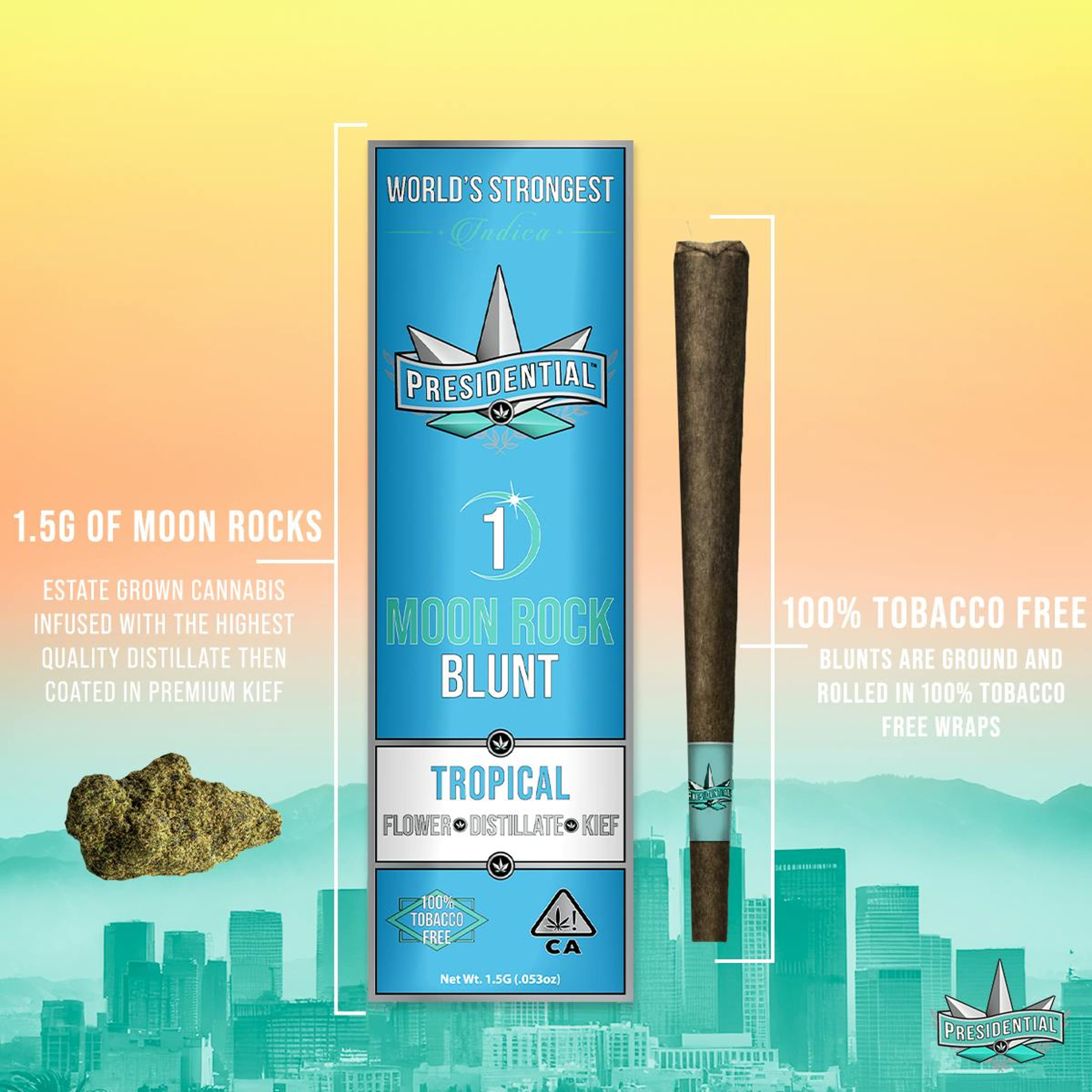 Presidential Moon Rock Blunt - Tropical (1.5g) - Presidential - Presidential Moon Rock Blunt Tropical - $27 - Flowers
