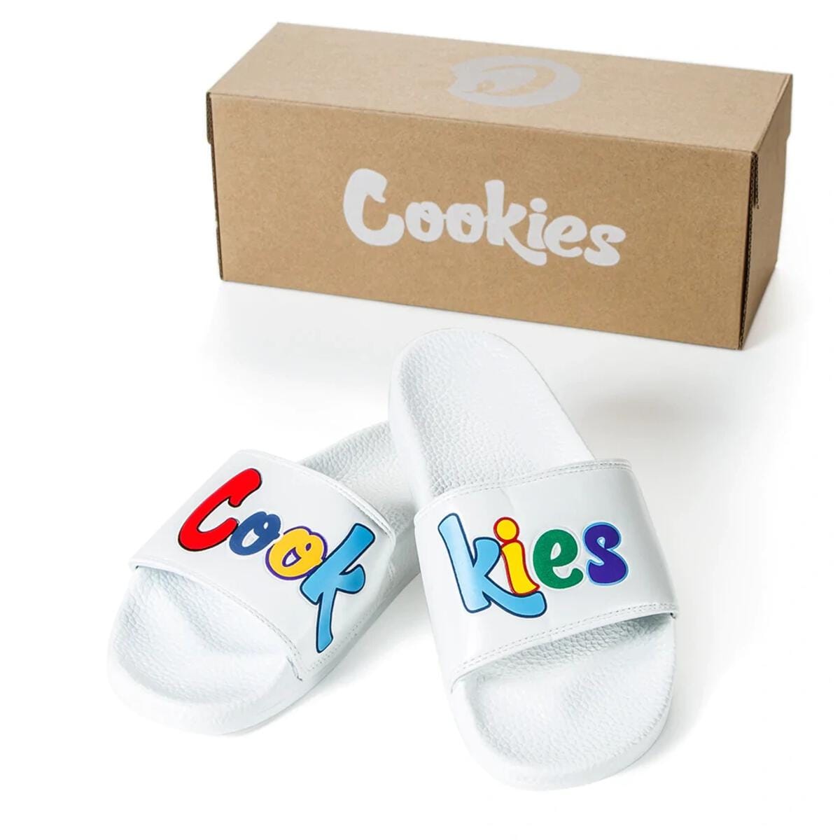 Cookies White Original Mint Logos Faux Leather Slides - Cookies Co. - 6M - $44 - Apparel / Merch