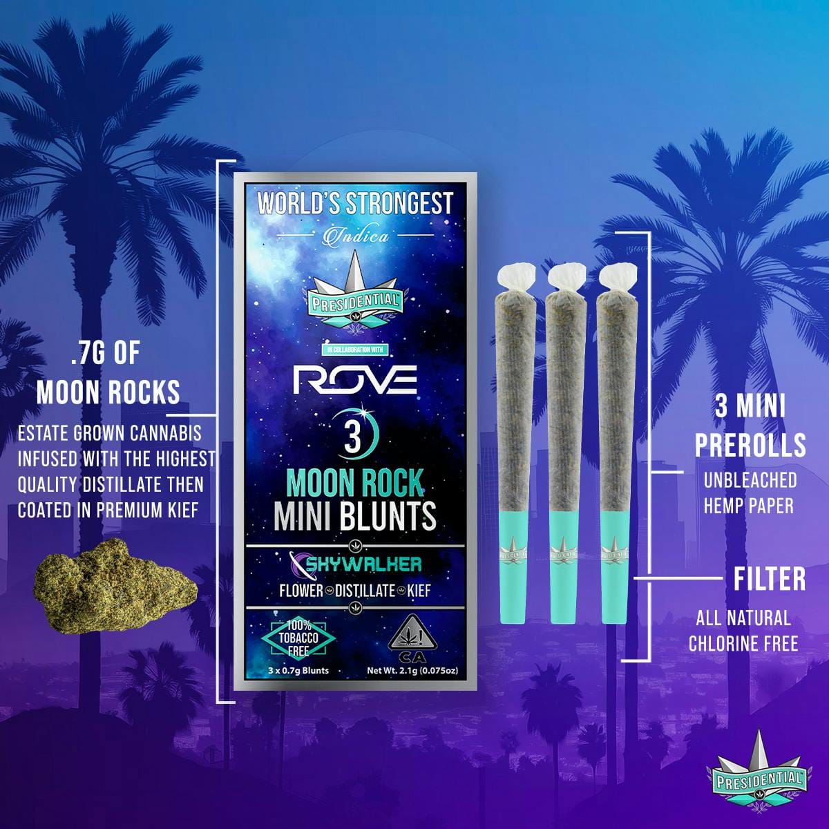 Skywalker Mini Prerolls 3 x 0.5g Infused Moonrock - Presidential -  - $18.73 - Pre-Rolls