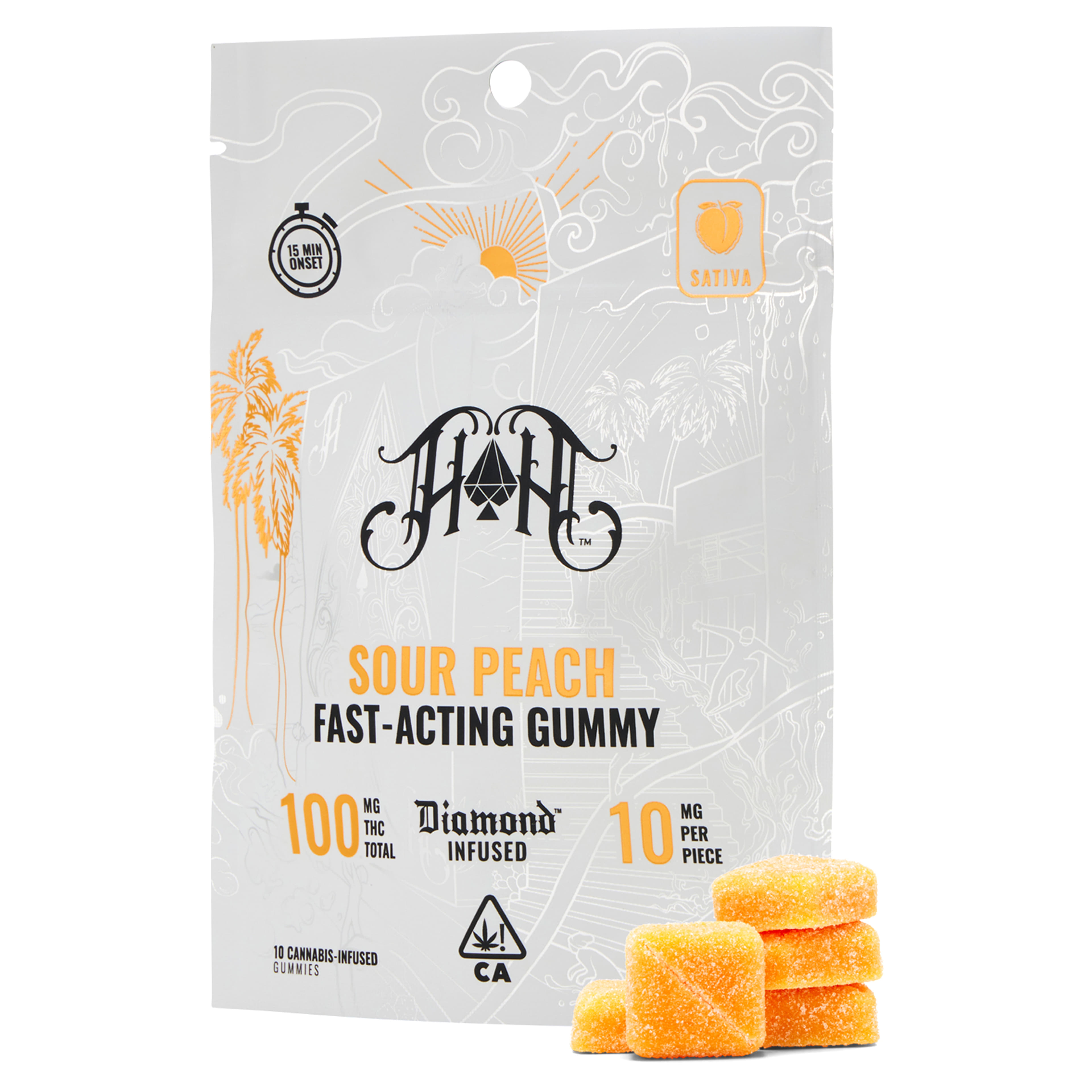 Sour Peach (S) Gummies - Heavy Hitters - Sour Peach (S) - $18.55 - Edibles